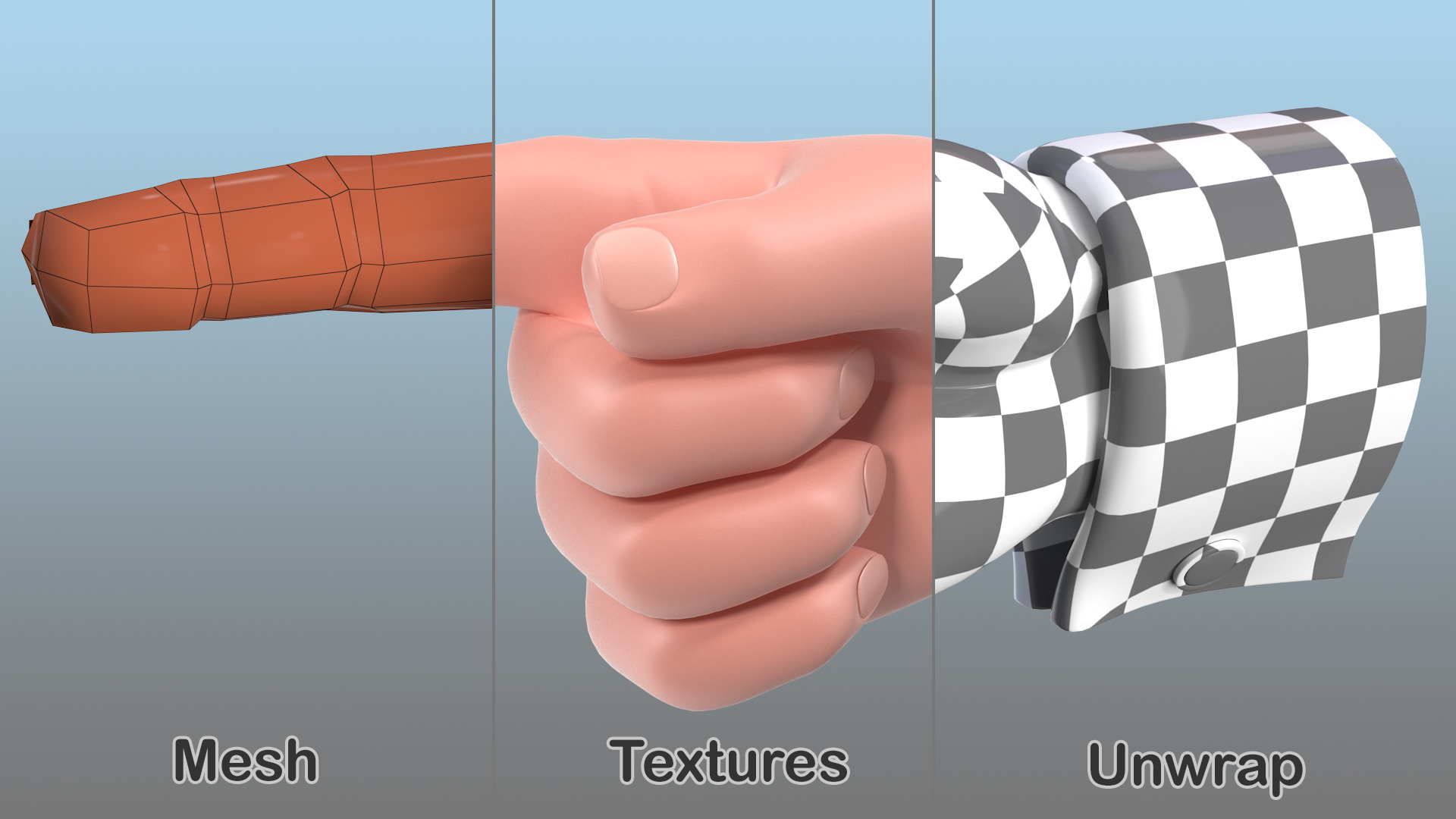 3D Cartoon Man Hand Pointing Gesture model