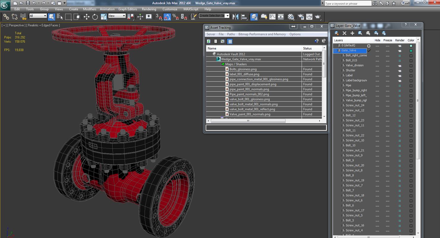 3D Wedge Gate Valve
