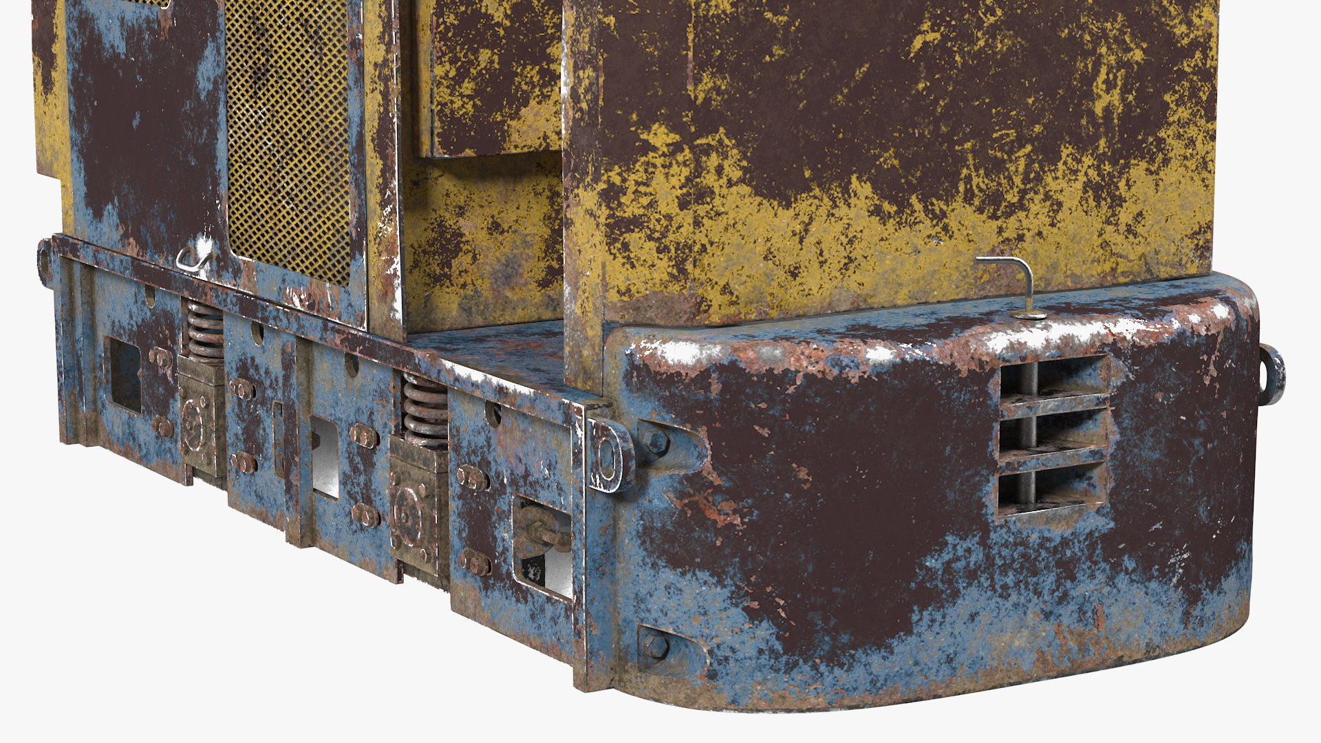 3D Mining Locomotive on Railway Section Rusted model