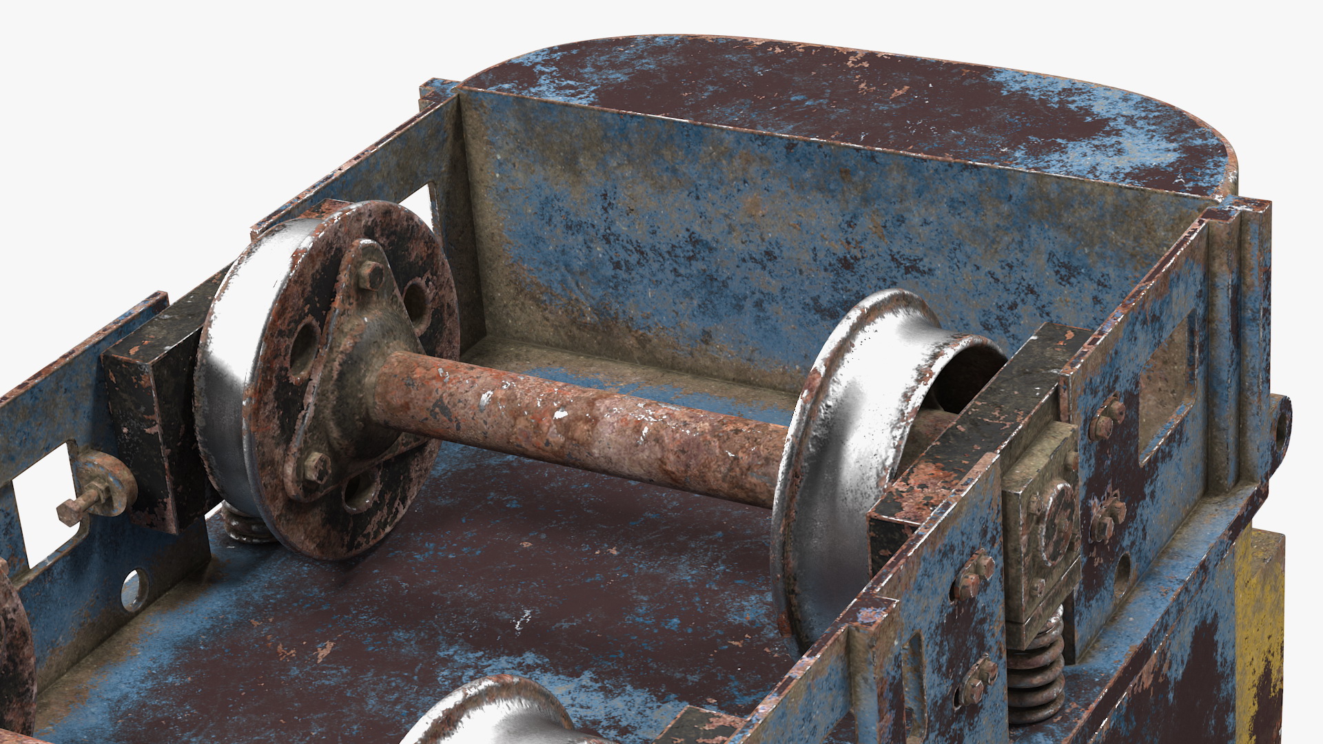 3D Mining Locomotive on Railway Section Rusted model