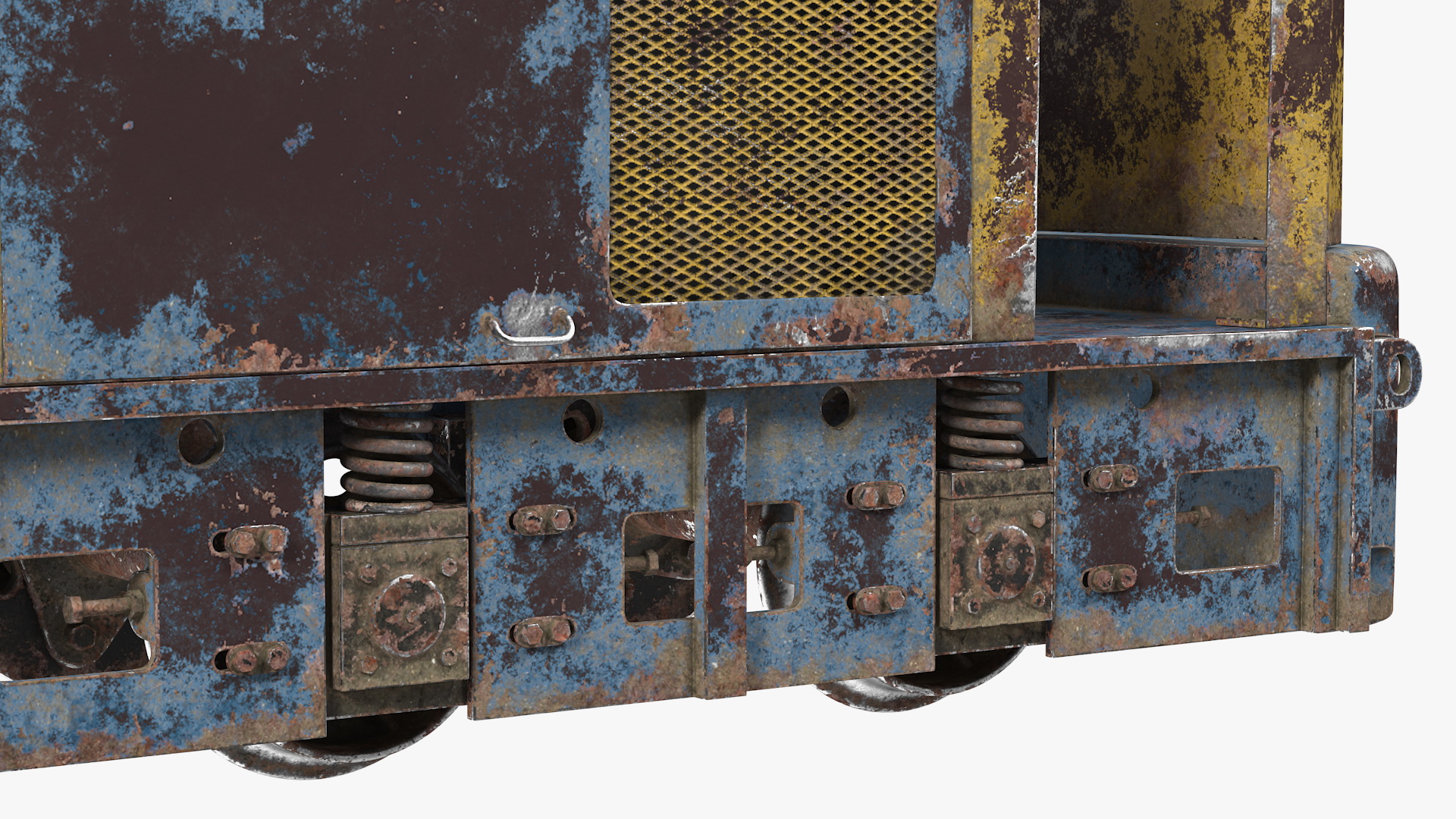 3D Mining Locomotive on Railway Section Rusted model