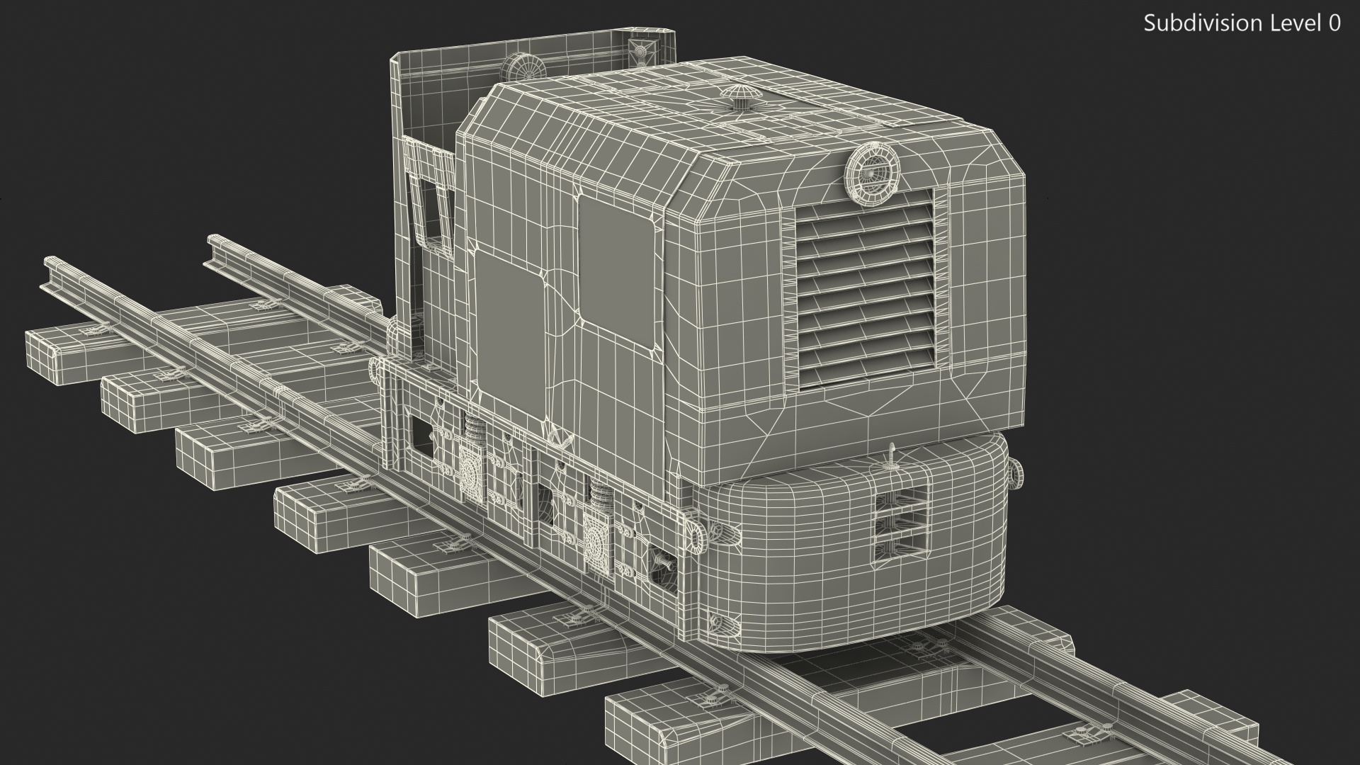 3D Mining Locomotive on Railway Section Rusted model