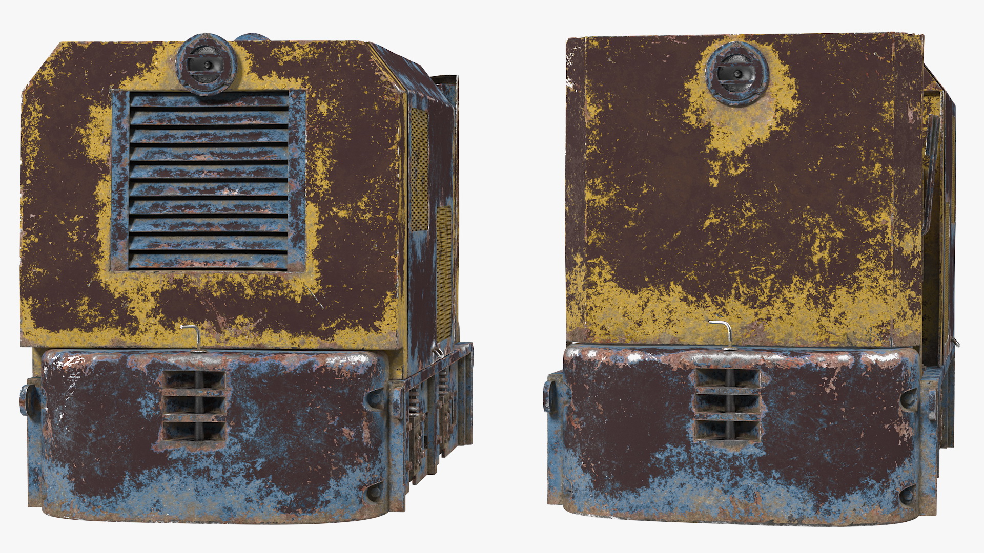 3D Mining Locomotive on Railway Section Rusted model