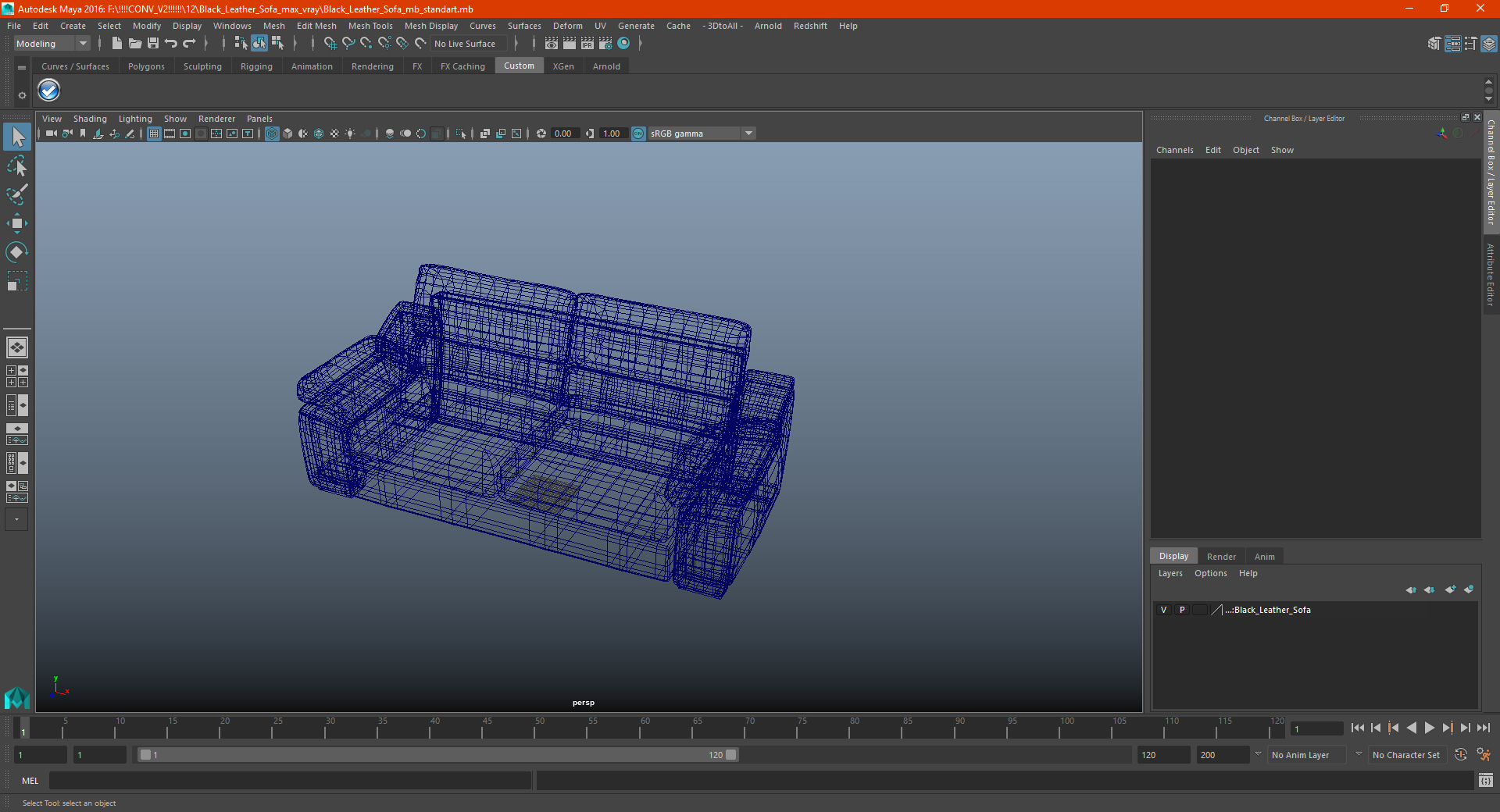 3D Black Leather Sofa model