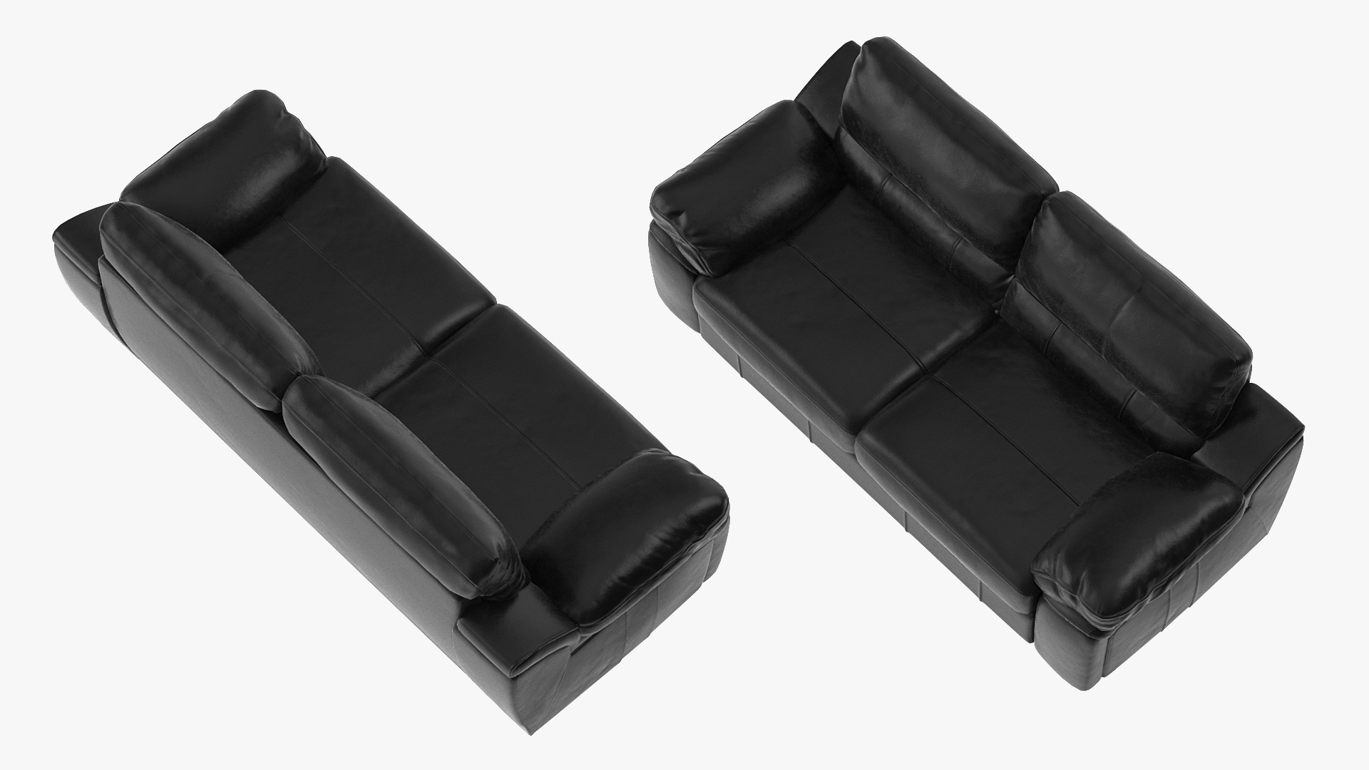 3D Black Leather Sofa model