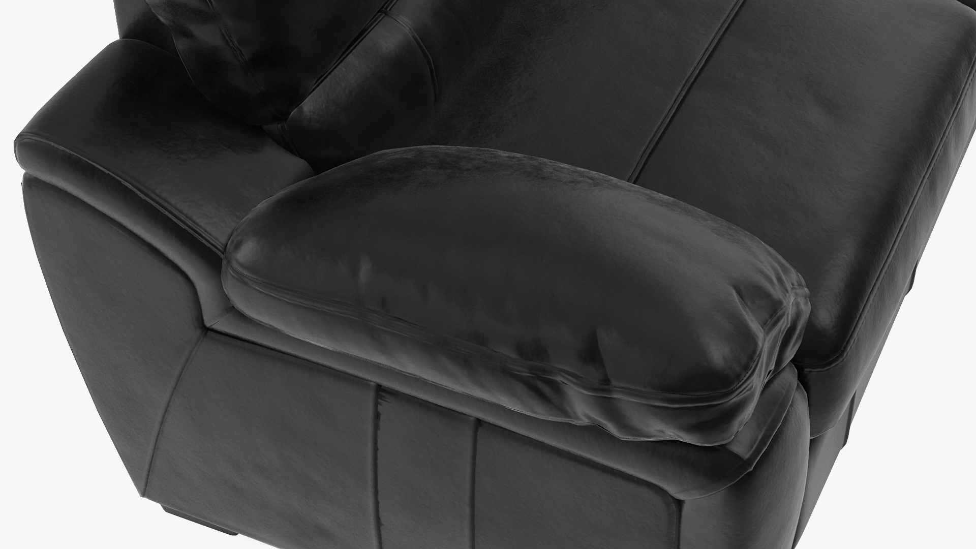 3D Black Leather Sofa model