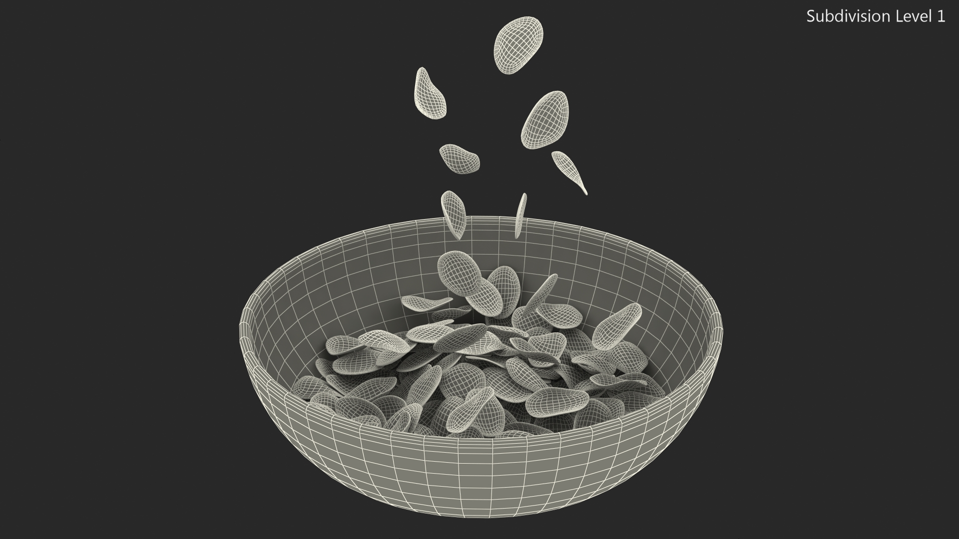 Corn Flakes Falling into Bowl 3D model