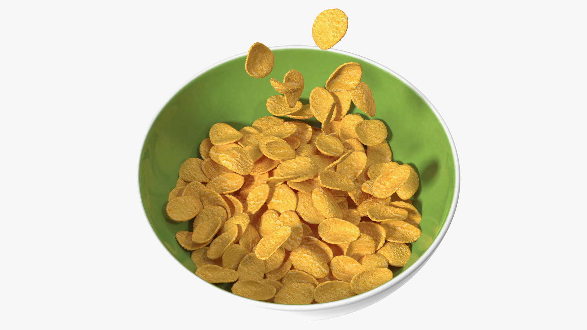 Corn Flakes Falling into Bowl 3D model