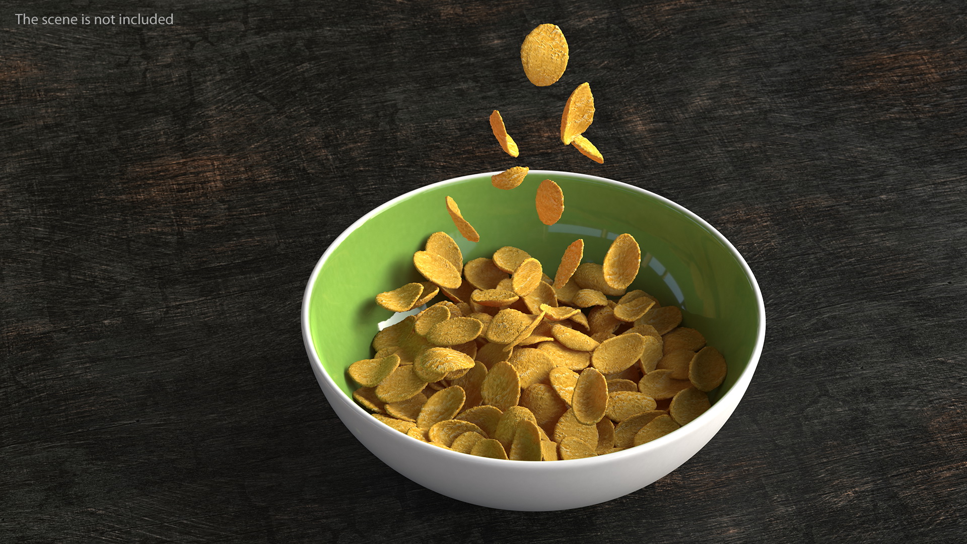 Corn Flakes Falling into Bowl 3D model