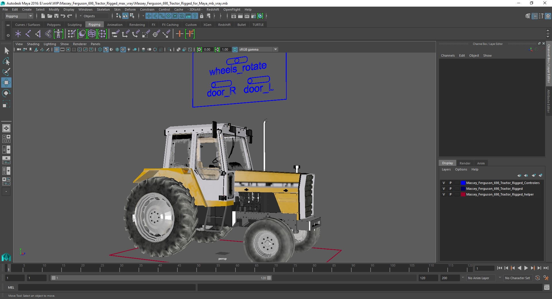 3D Massey Ferguson 698 Tractor Rigged for Maya model