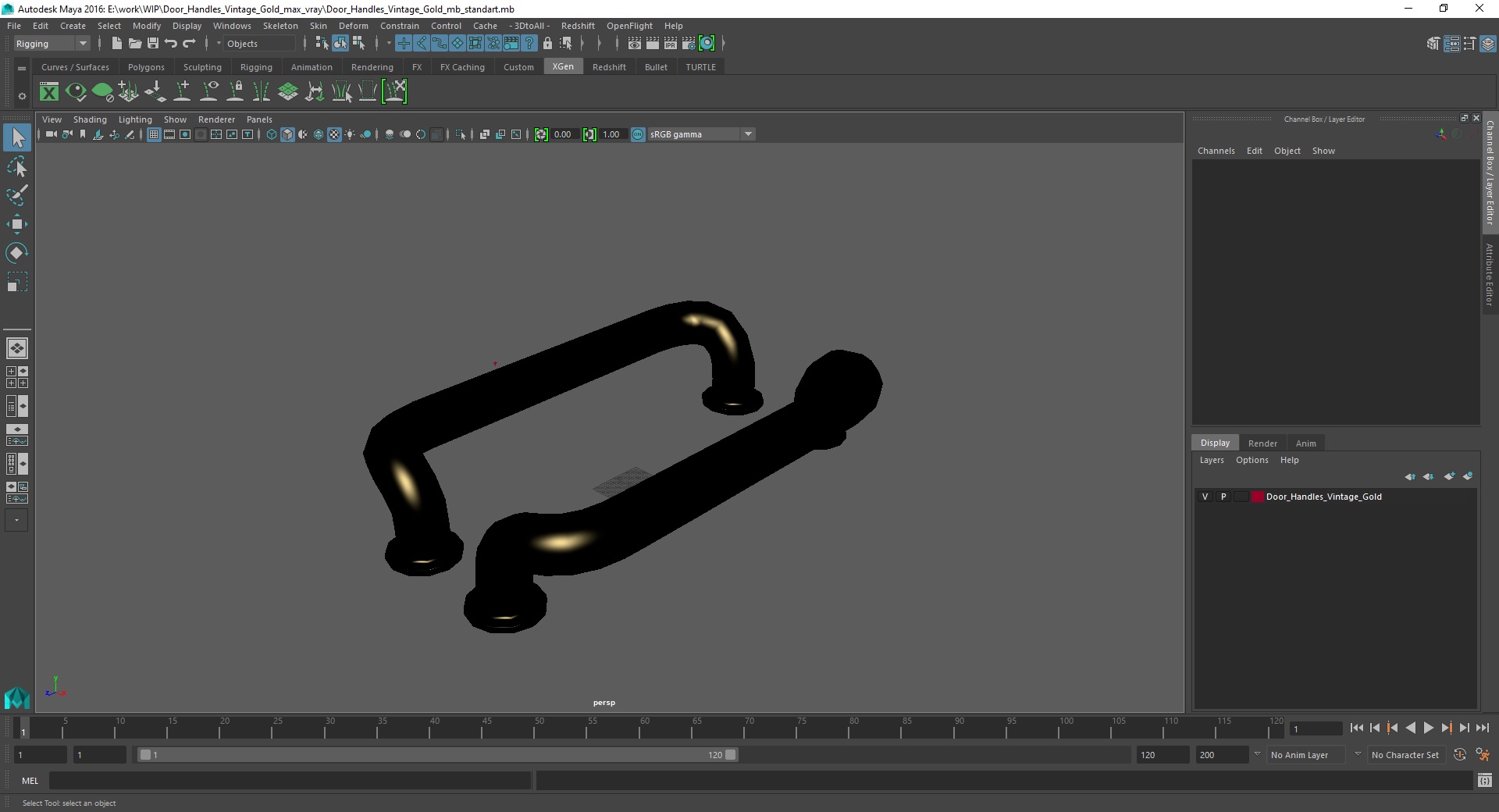3D model Door Handles Vintage Gold