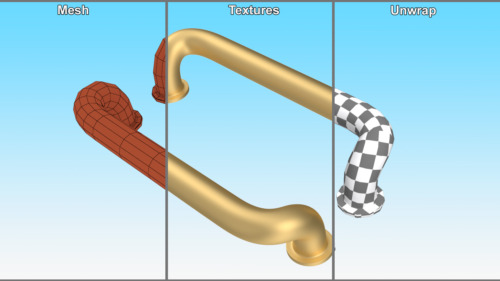 3D model Door Handles Vintage Gold