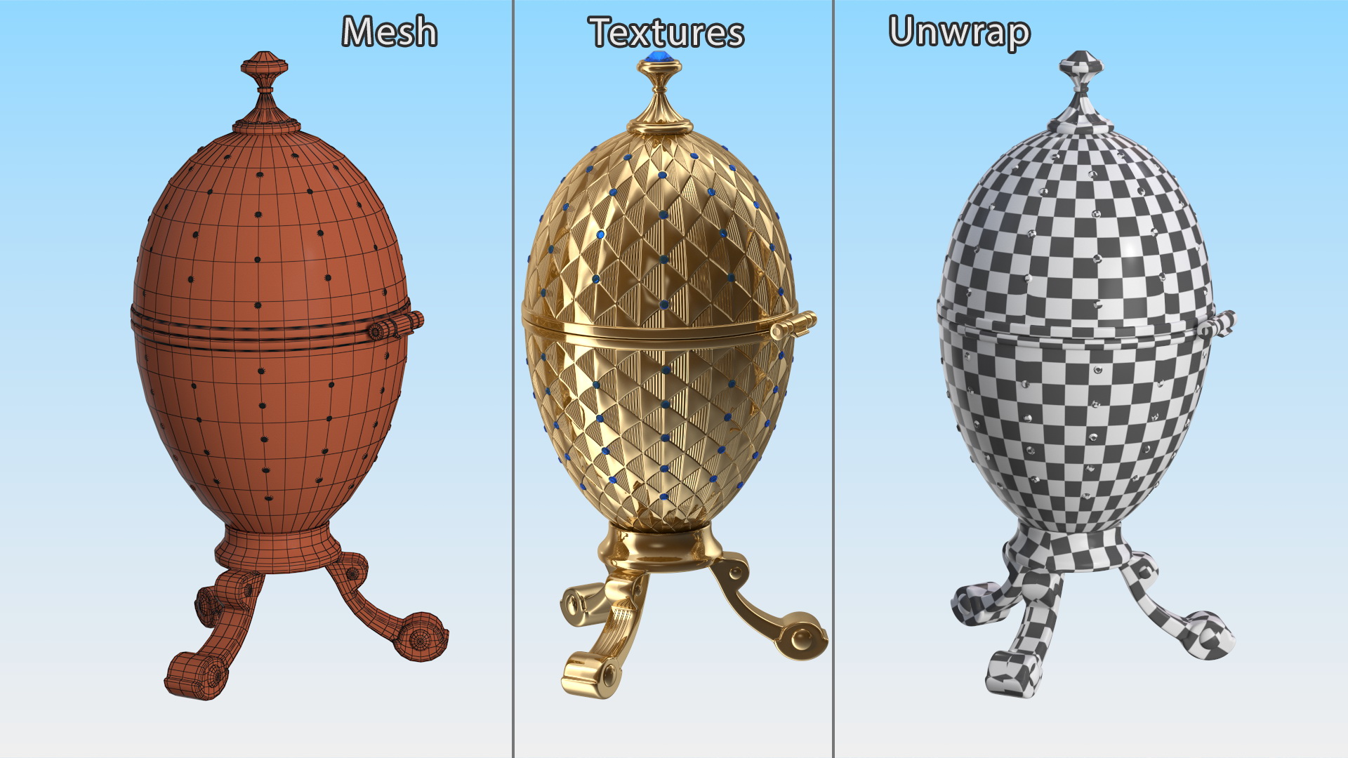 3D Antique Gold Faberge Egg Closed