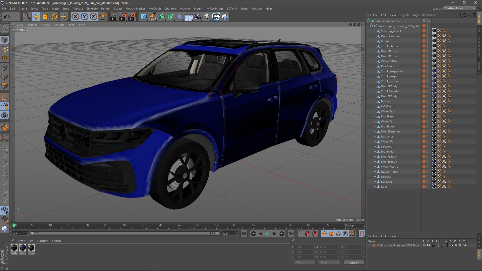 3D Volkswagen Touareg 2024 Blue model
