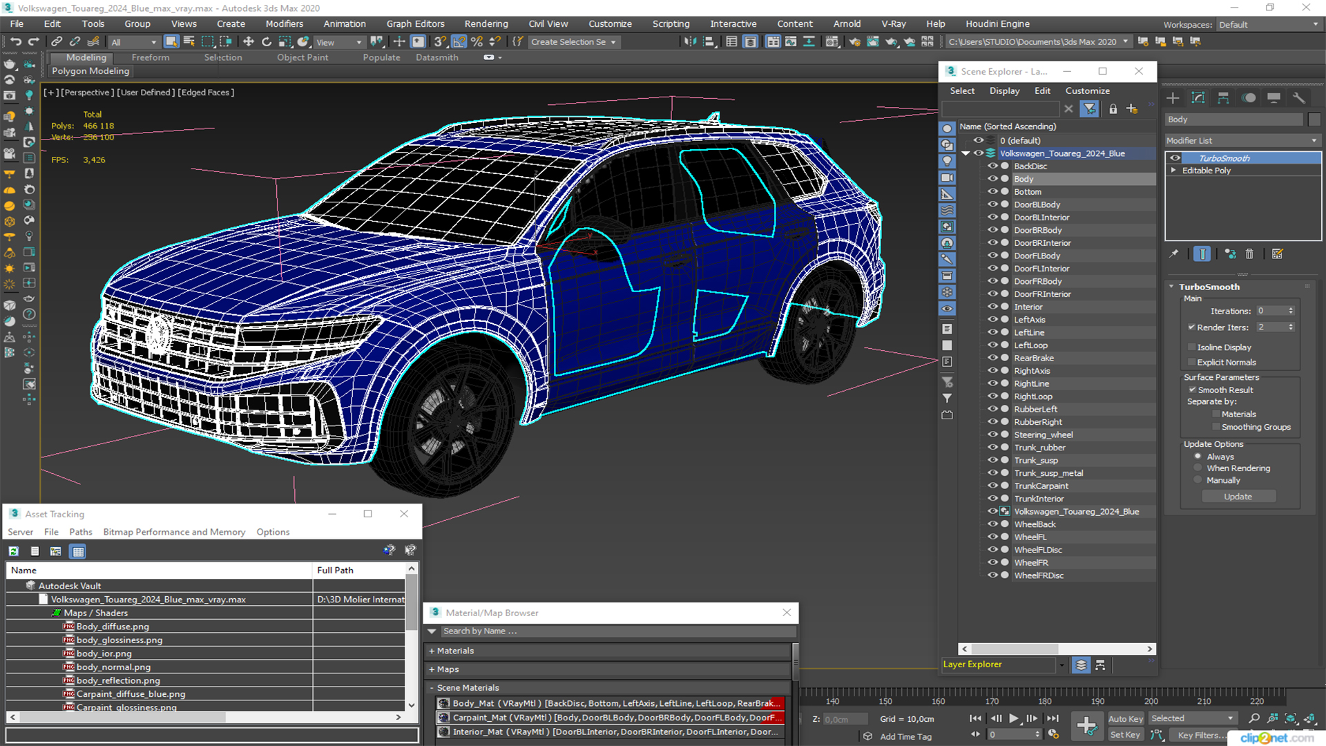 3D Volkswagen Touareg 2024 Blue model