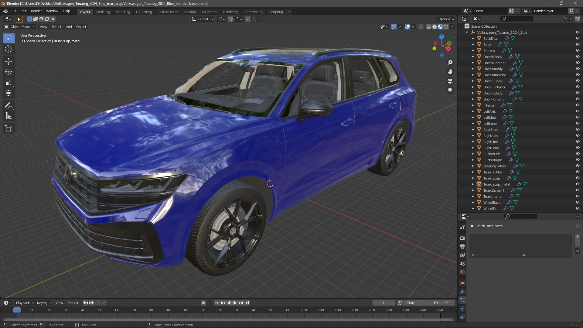 3D Volkswagen Touareg 2024 Blue model