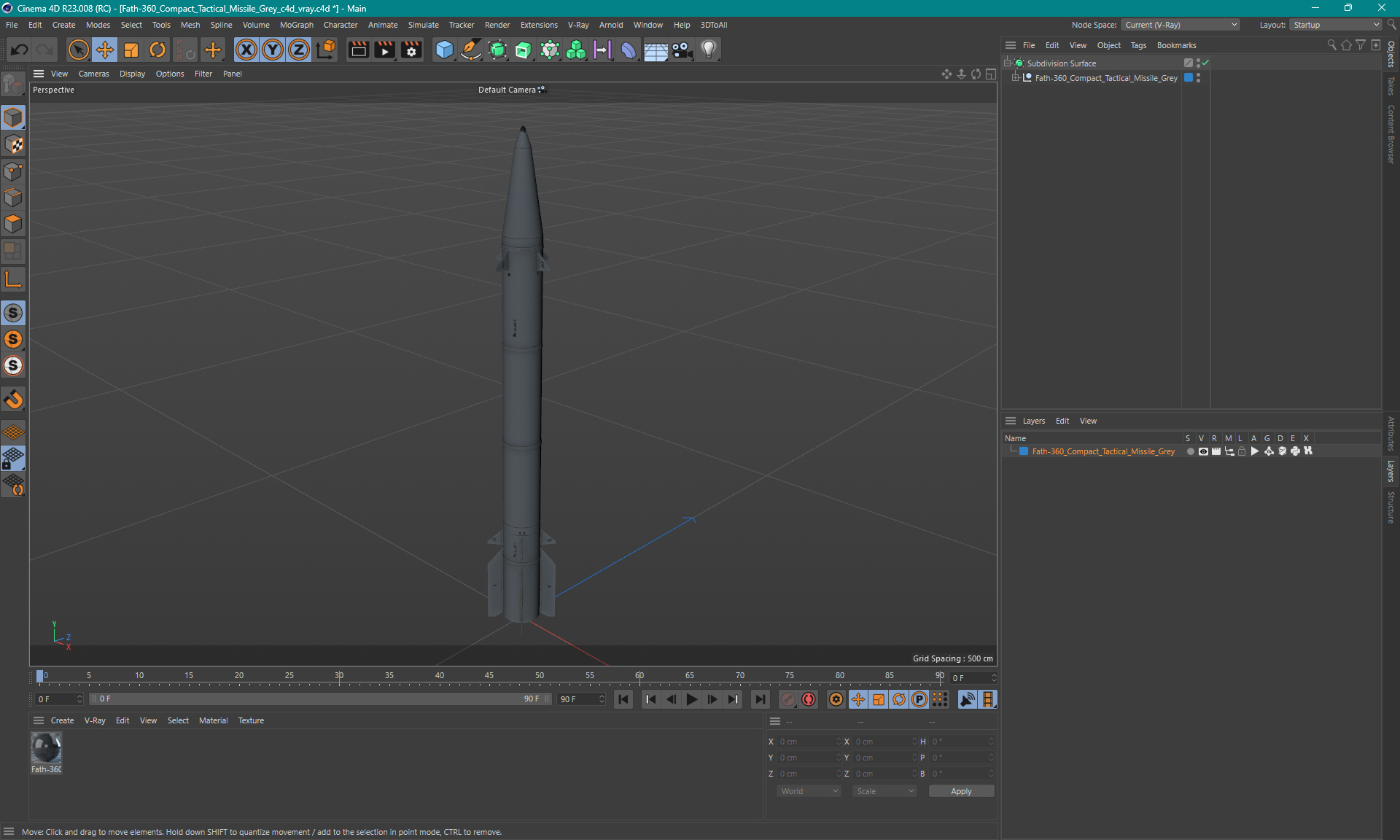 3D Fath-360 Compact Tactical Missile Grey model