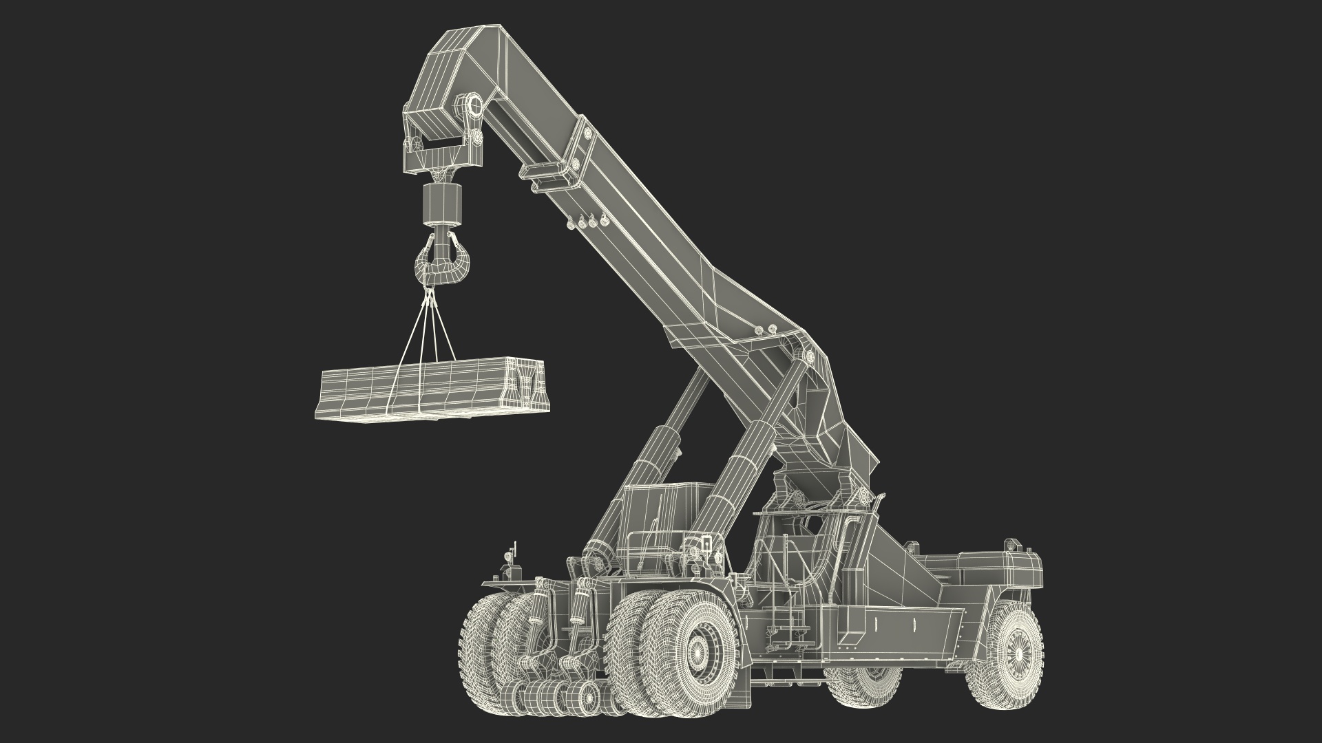 Reach Stacker Nielsen NCN 180TH Loading Concrete Barriers 3D