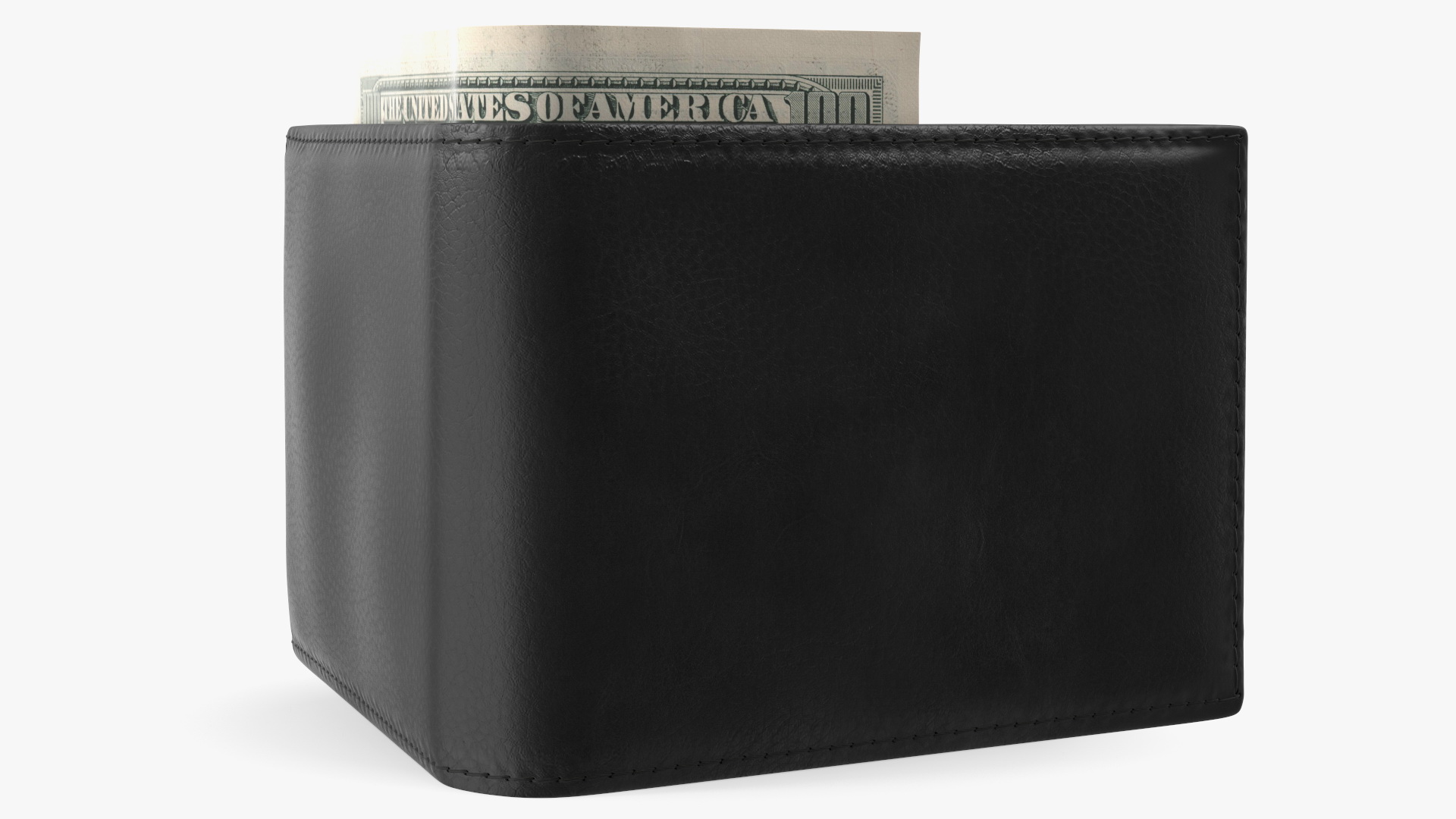 3D model Leather Wallet with Card and Dollar