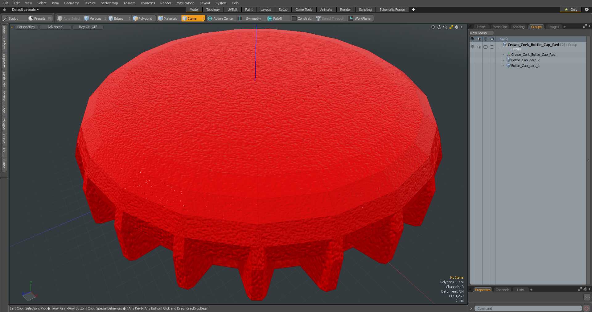 3D model Crown Cork Bottle Cap Red