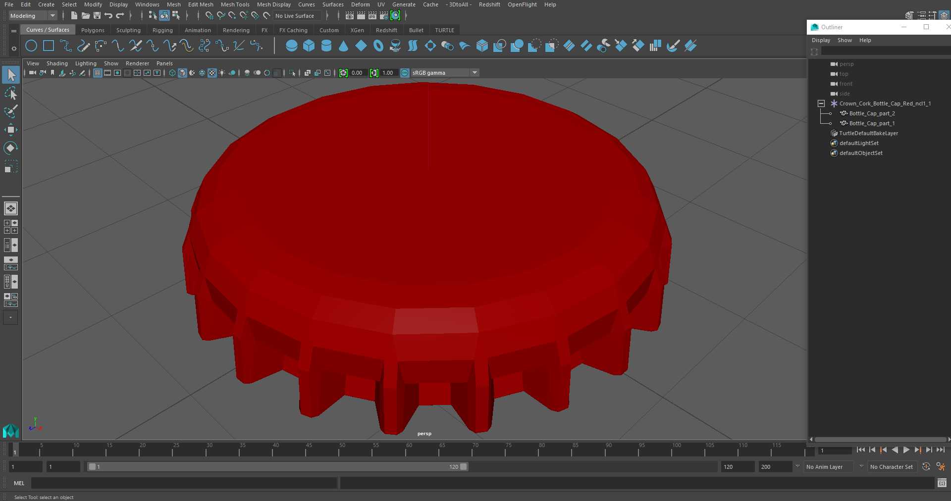 3D model Crown Cork Bottle Cap Red