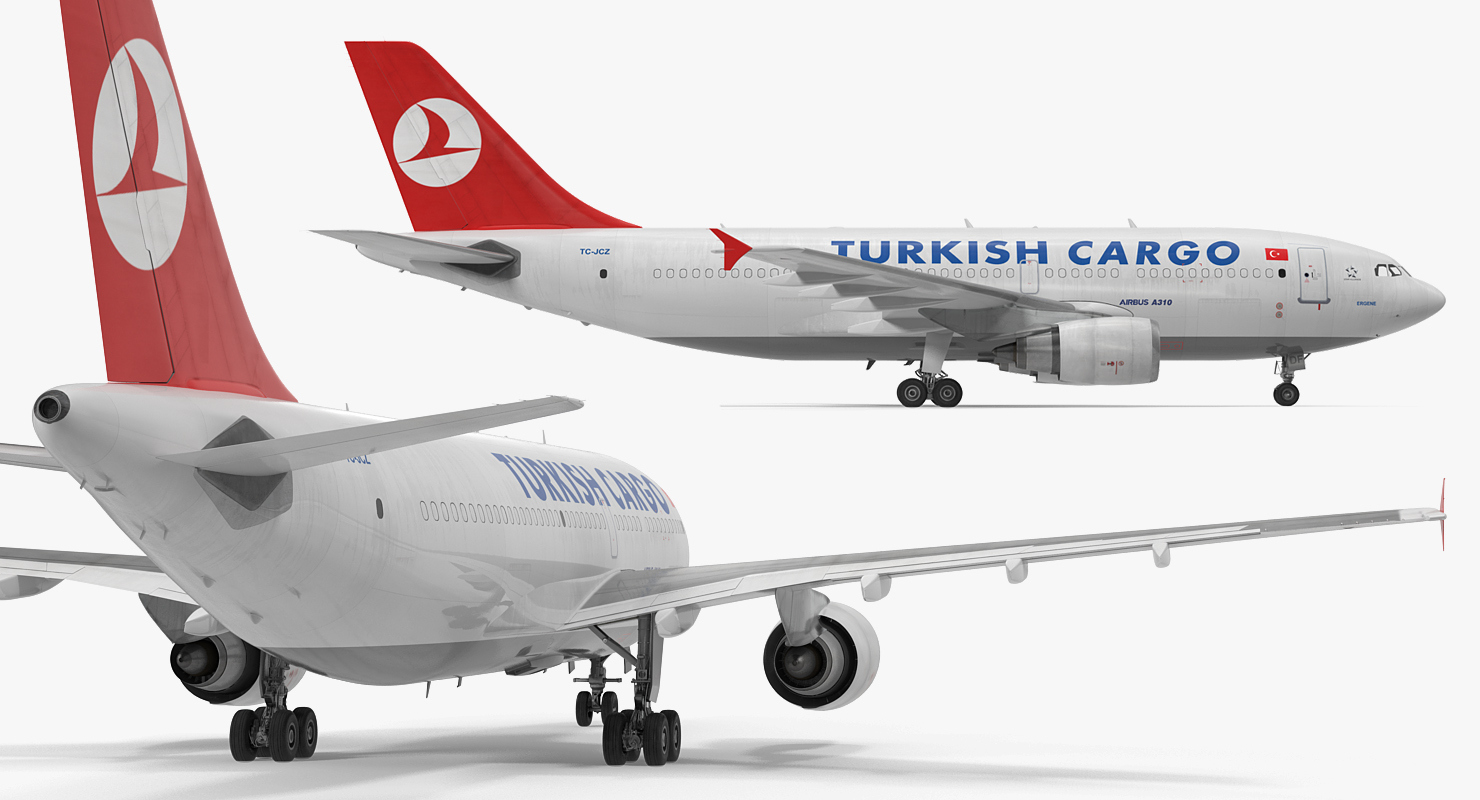 3D model Airbus A310 300F Cargo Aircraft Turkish Cargo