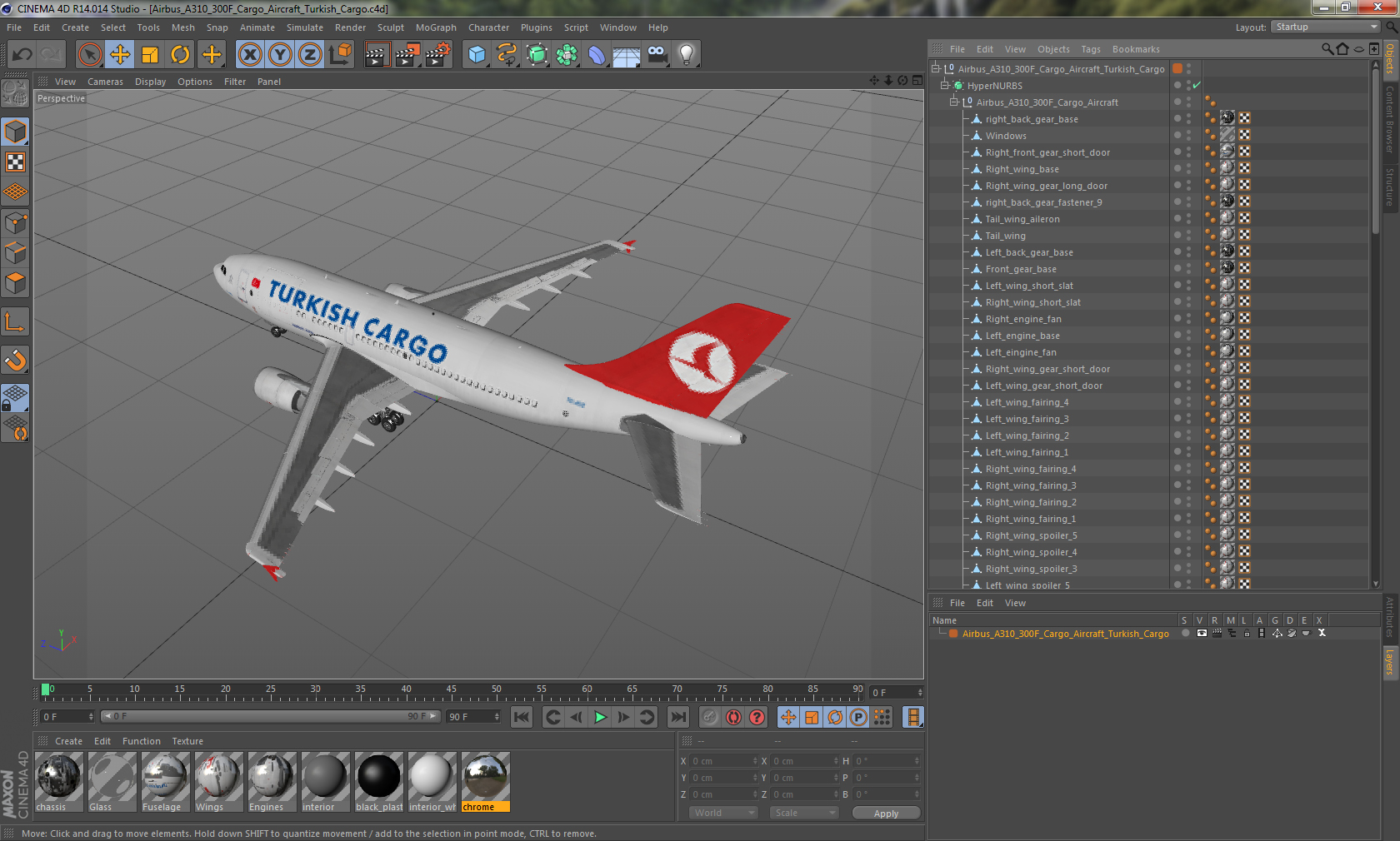 3D model Airbus A310 300F Cargo Aircraft Turkish Cargo