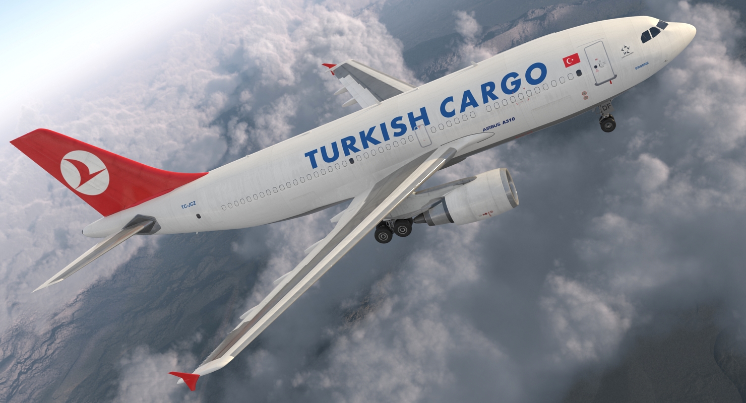 3D model Airbus A310 300F Cargo Aircraft Turkish Cargo