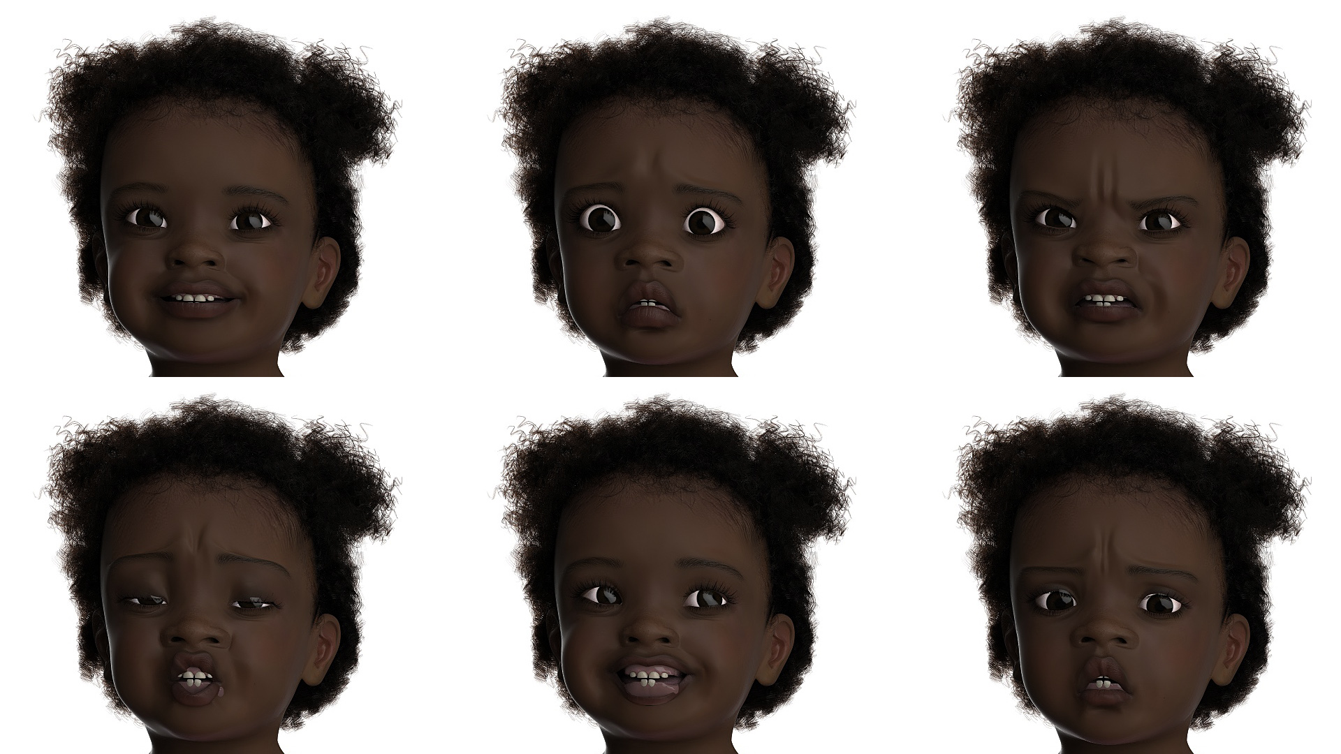 Little Dark Skin Girl in Full Bodysuit Fur Rigged 3D model