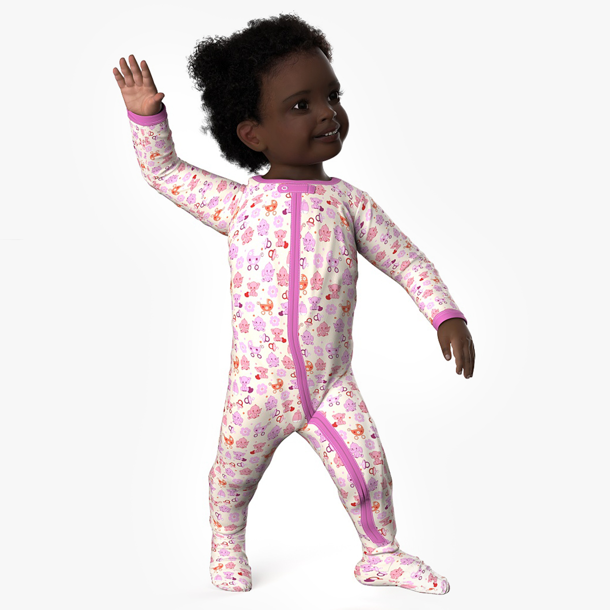 Little Dark Skin Girl in Full Bodysuit Fur Rigged 3D model