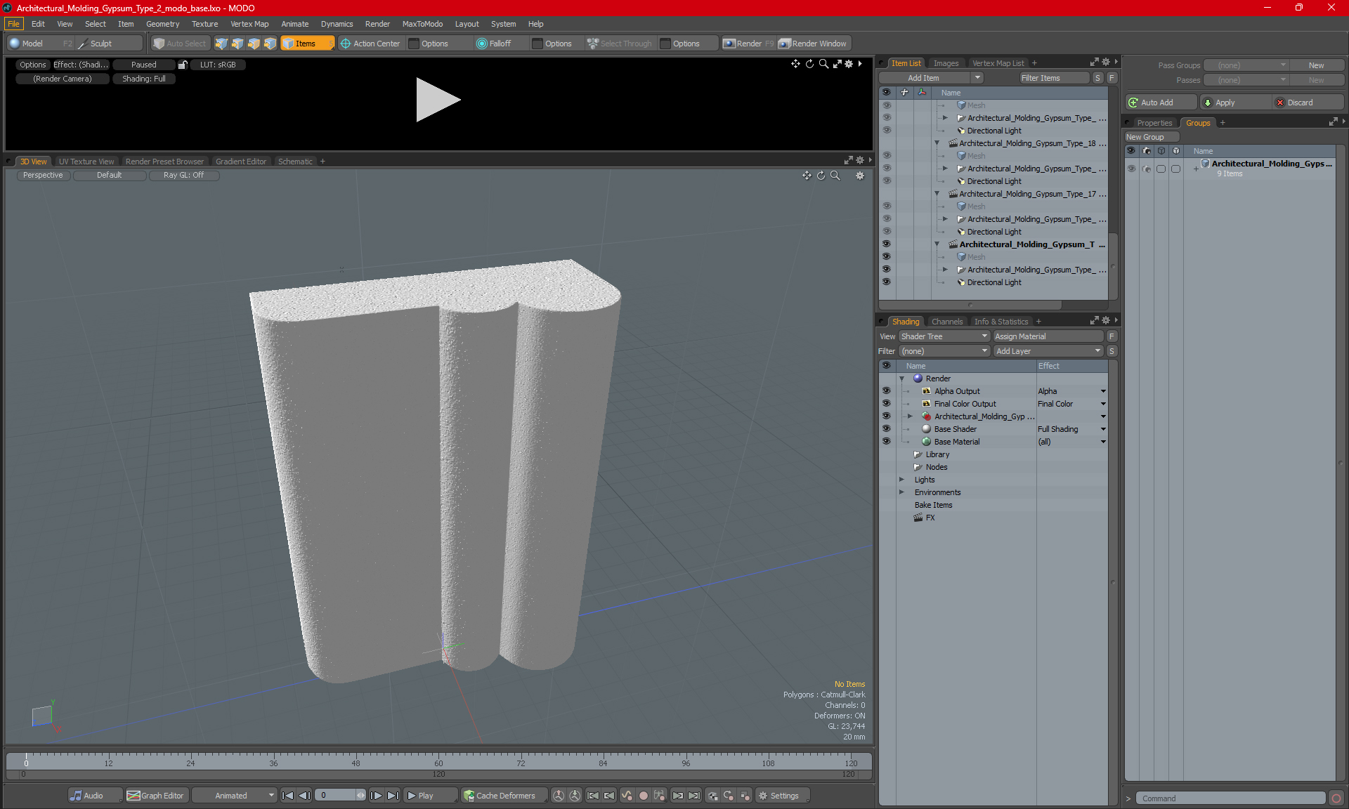 3D model Architectural Molding Gypsum Type 2