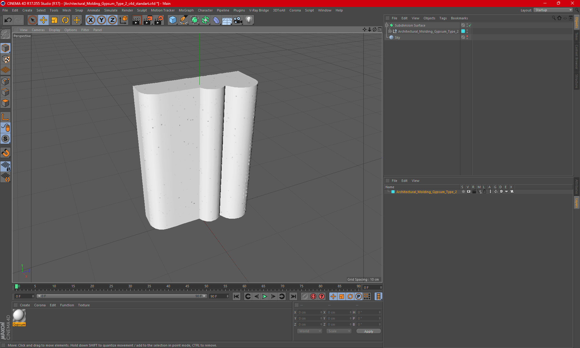 3D model Architectural Molding Gypsum Type 2