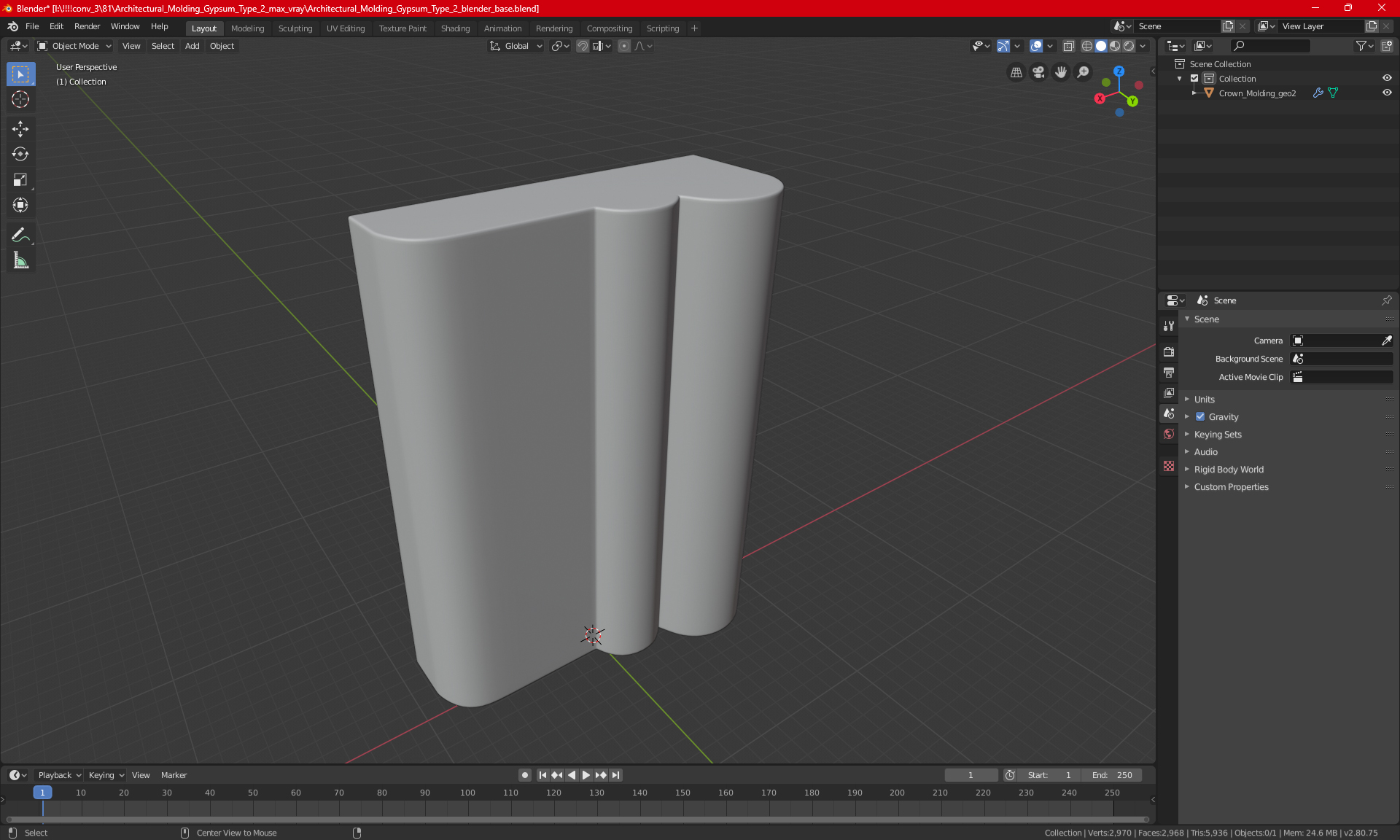 3D model Architectural Molding Gypsum Type 2