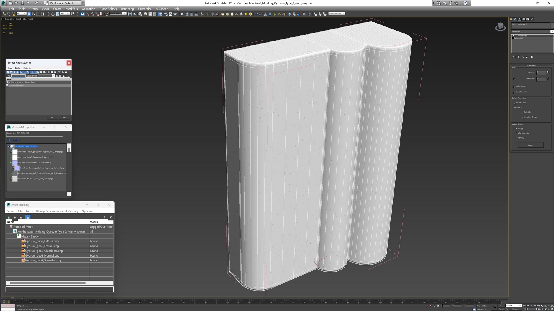 3D model Architectural Molding Gypsum Type 2