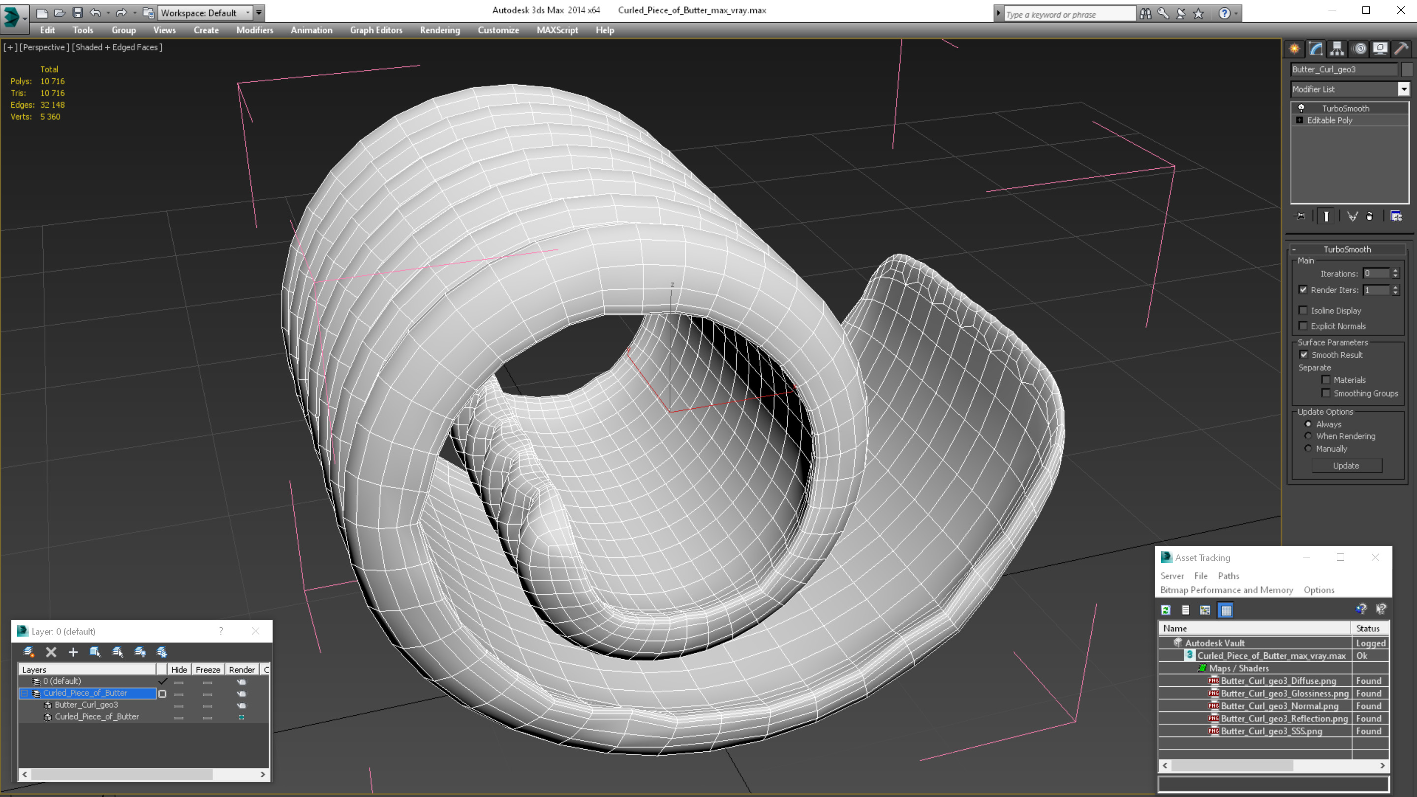 Curled Piece of Butter 3D