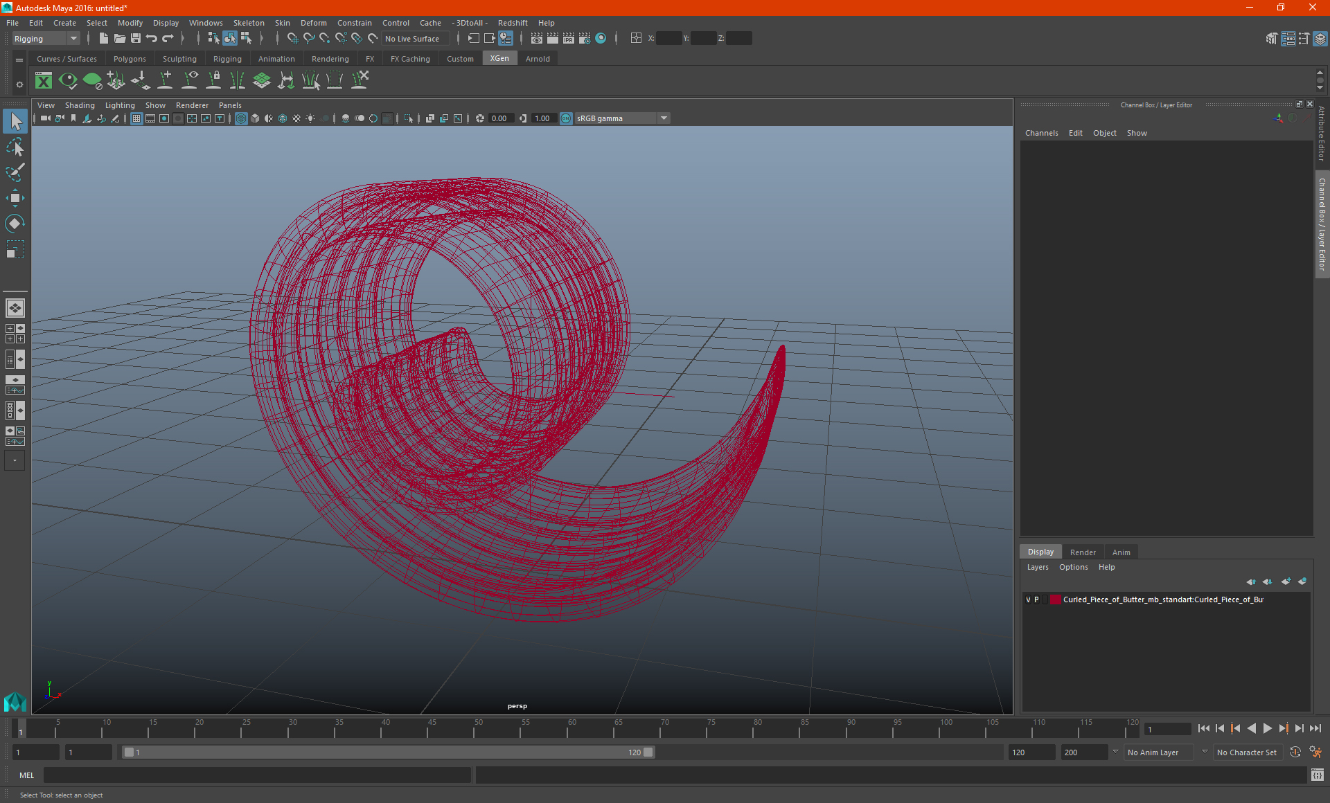 Curled Piece of Butter 3D