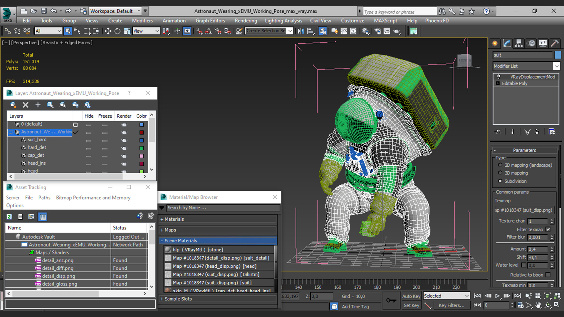 3D model Astronaut Wearing xEMU Working Pose