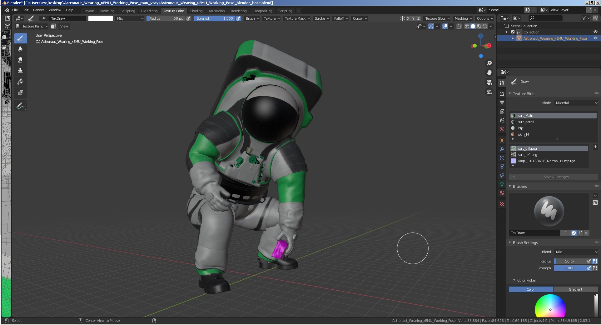 3D model Astronaut Wearing xEMU Working Pose