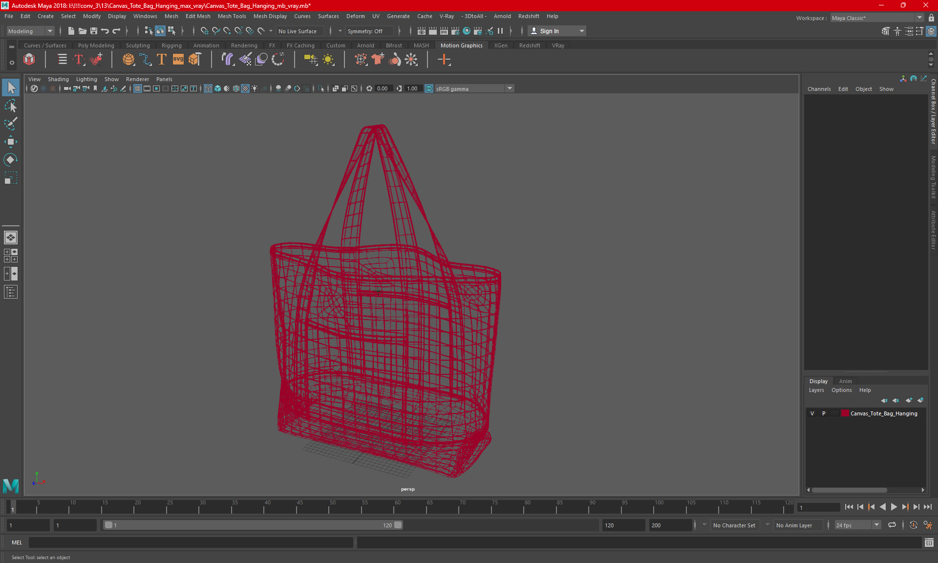 3D Canvas Tote Bag Hanging model