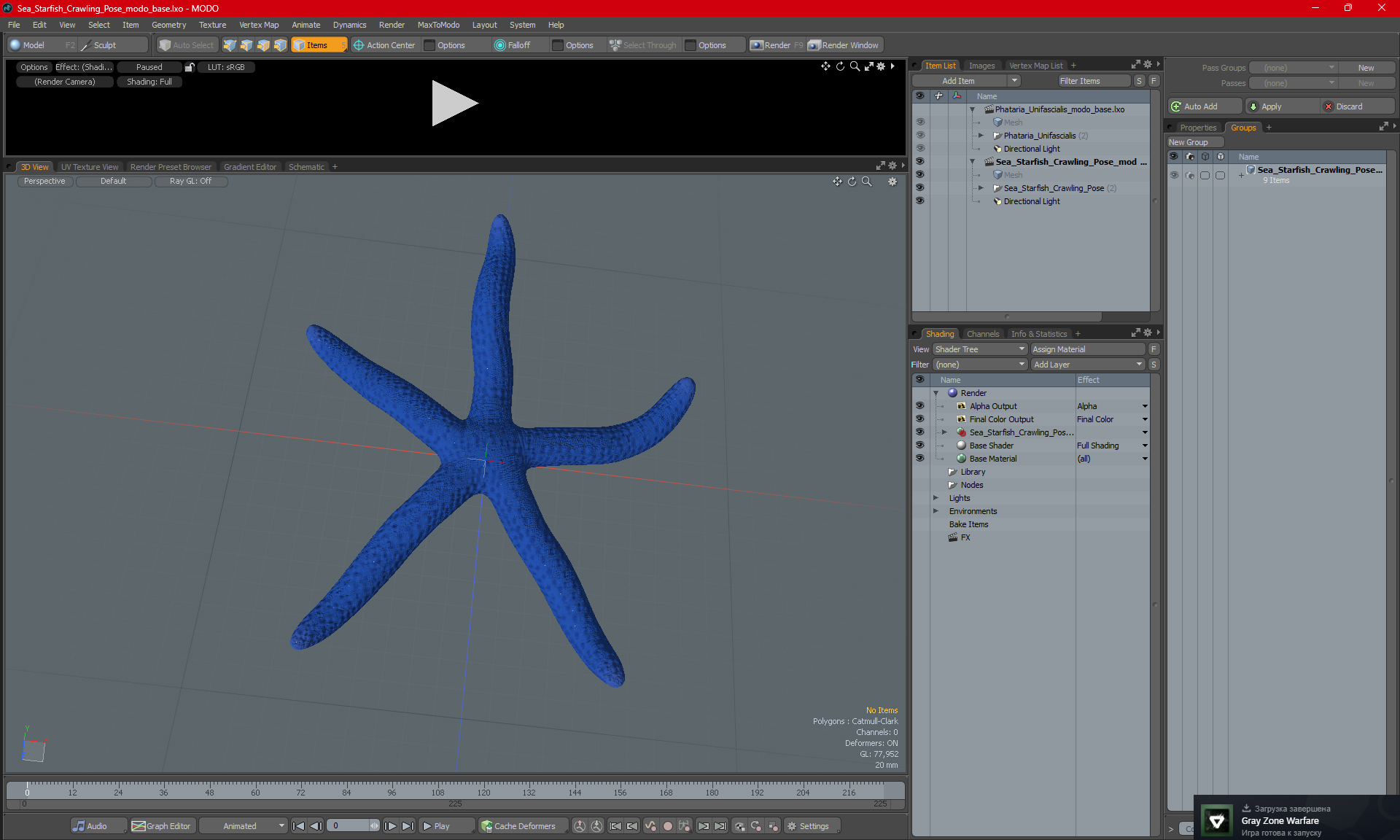 3D Sea Starfish Crawling Pose