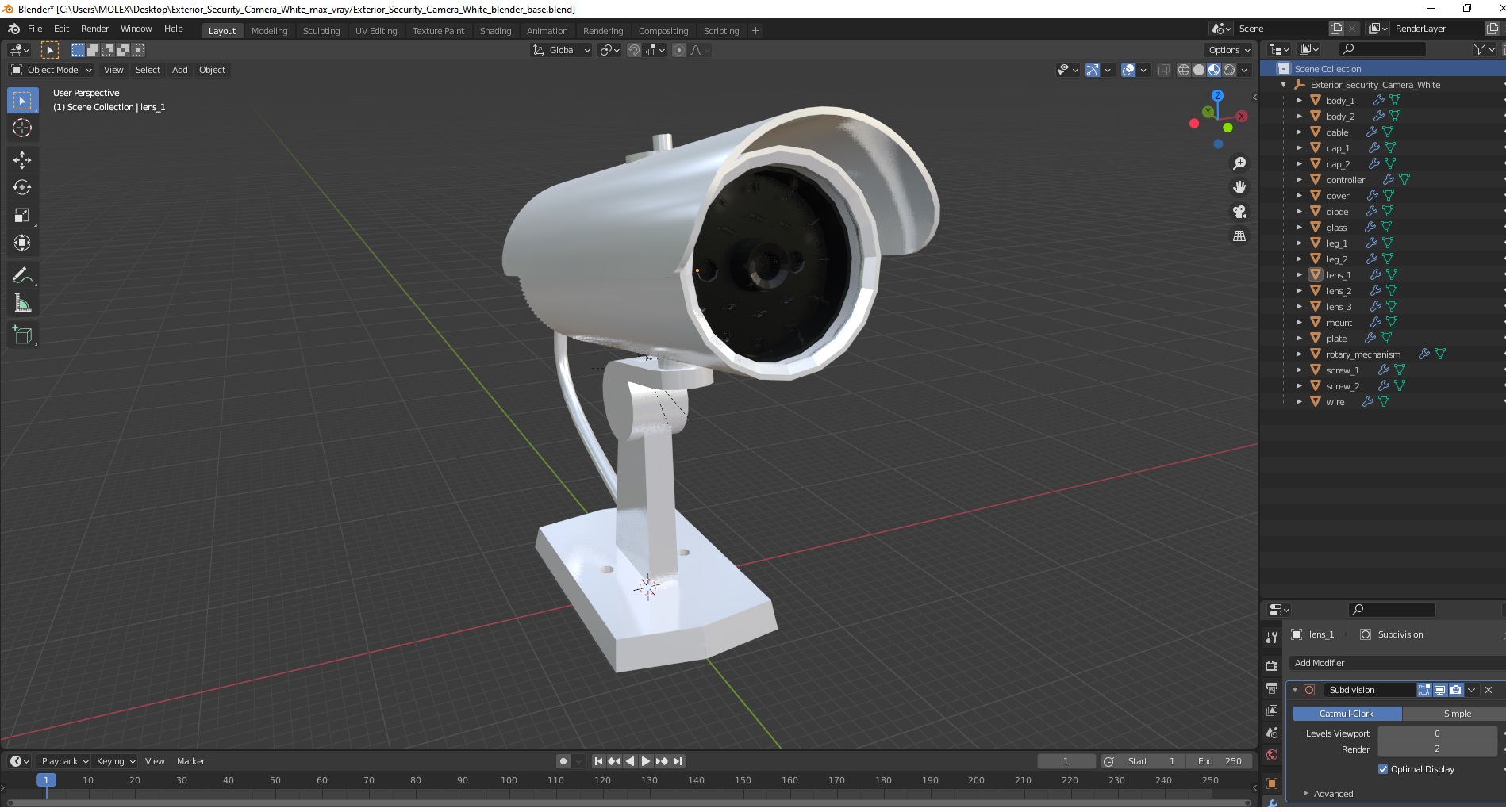 3D model Exterior Security Camera White