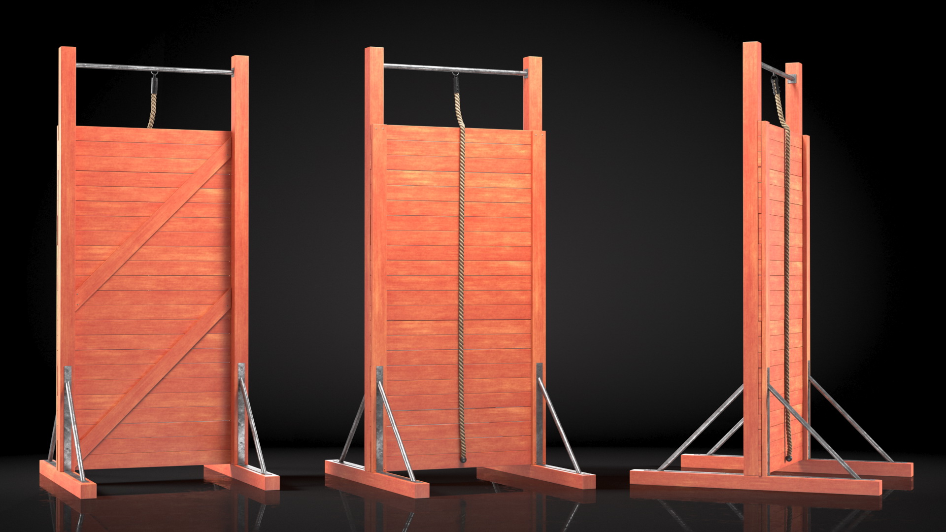 3D model Obstacle Course Wall with Rope