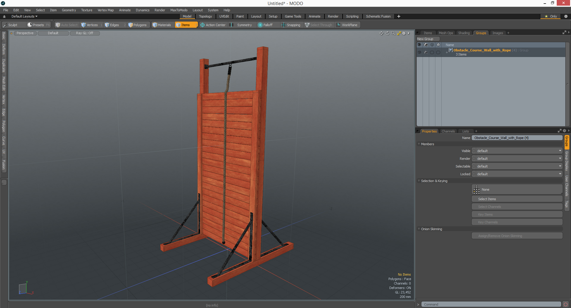 3D model Obstacle Course Wall with Rope