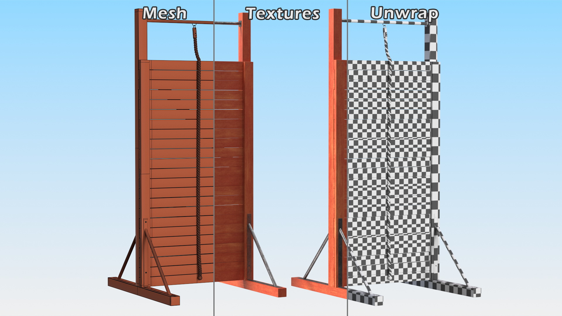 3D model Obstacle Course Wall with Rope