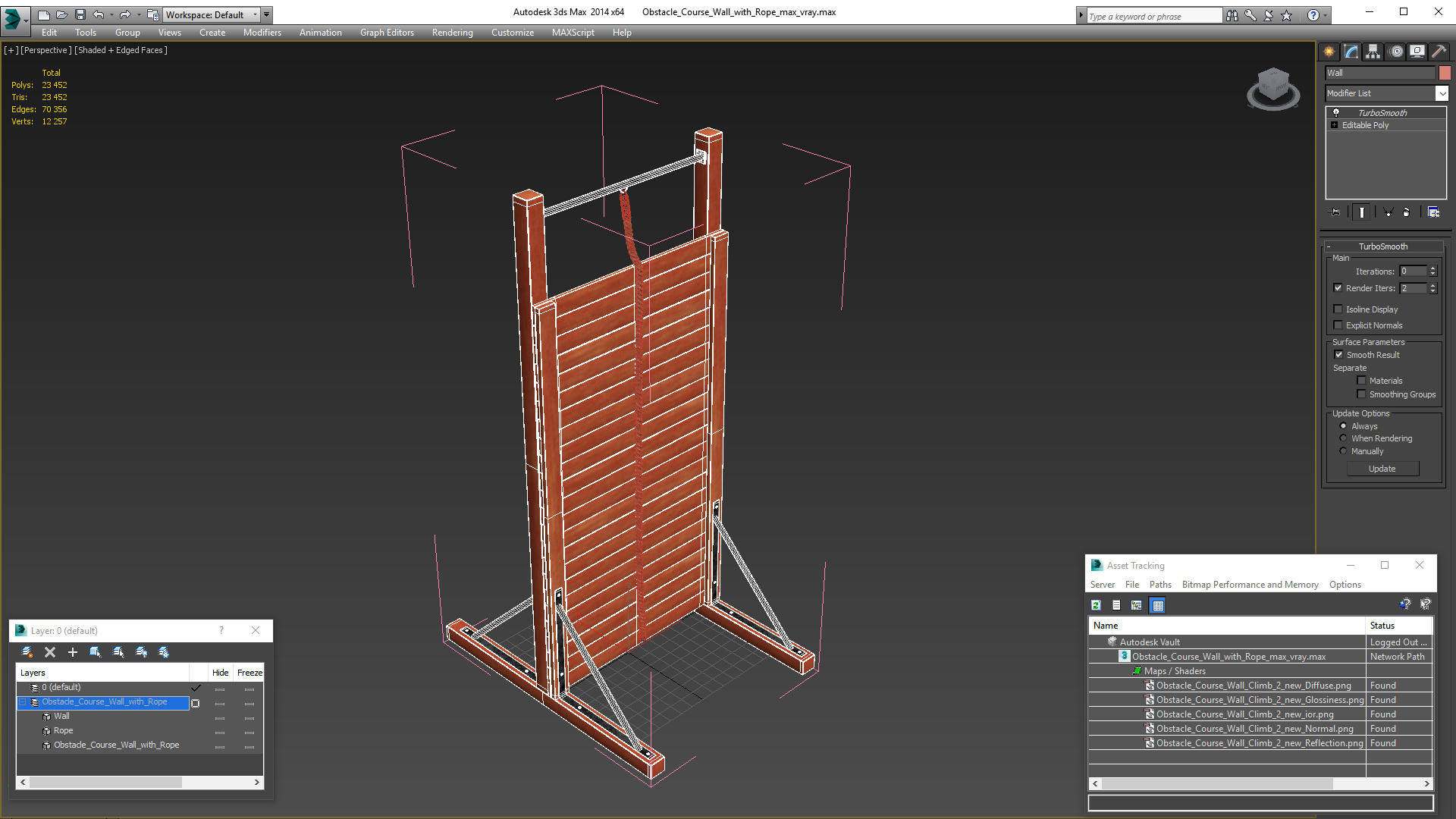 3D model Obstacle Course Wall with Rope