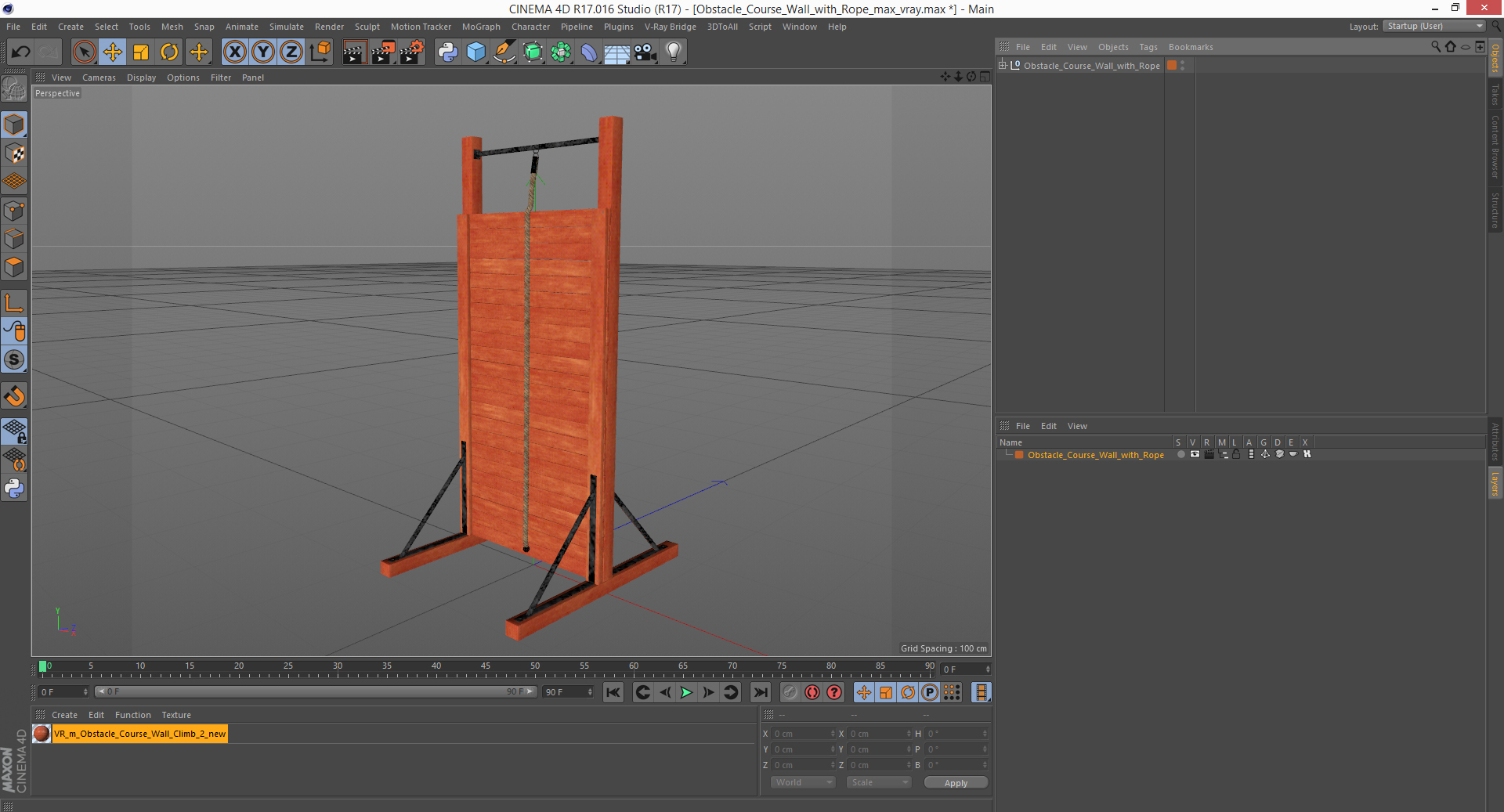 3D model Obstacle Course Wall with Rope