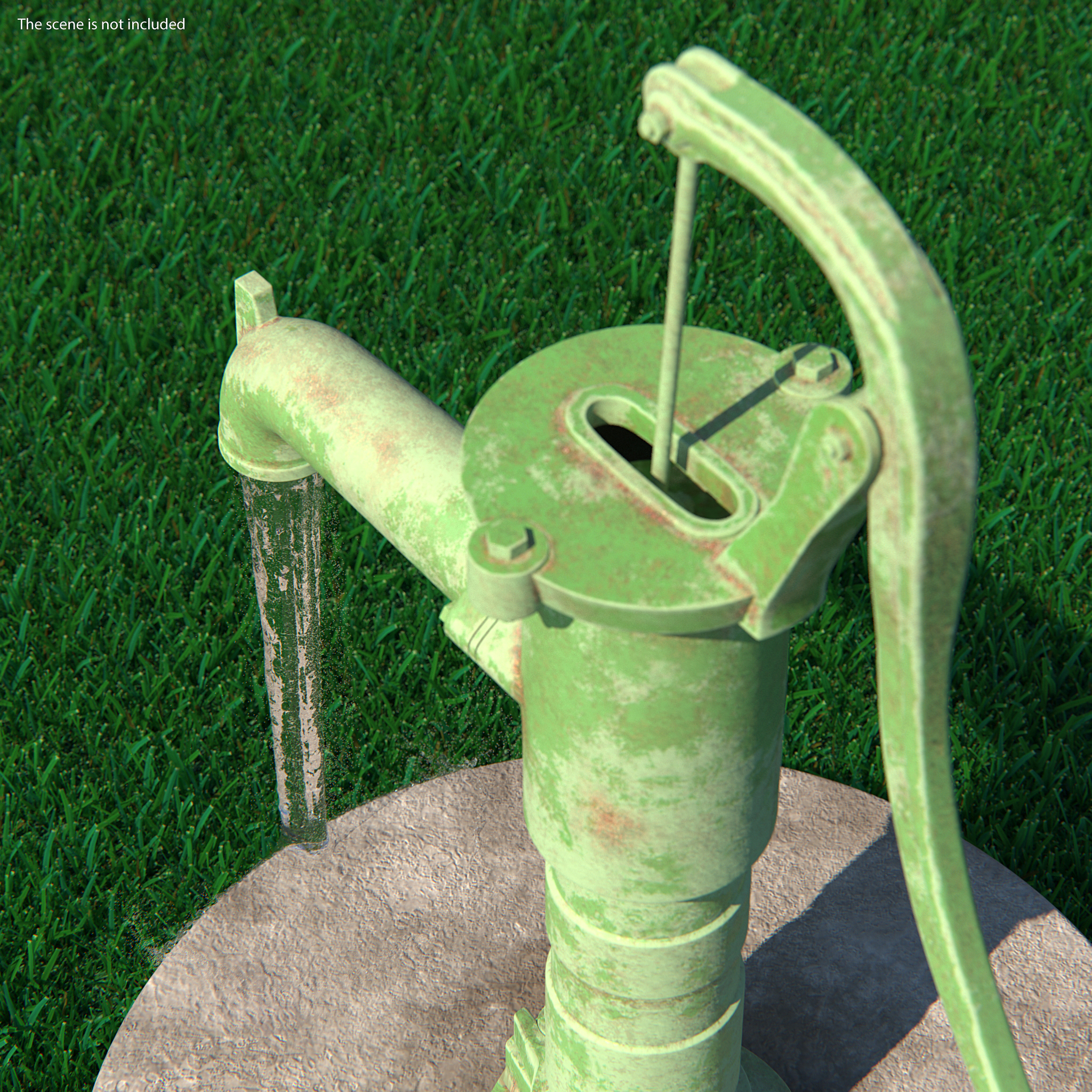 3D Old Hand Water Pump Rigged