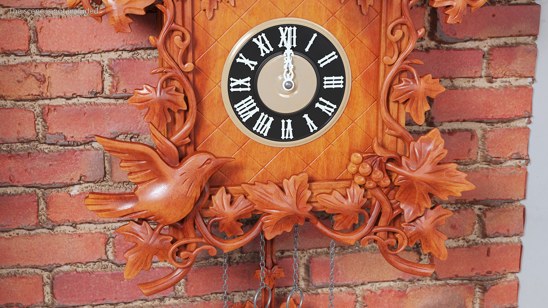 3D model Wooden Cuckoo Clock Red Rigged