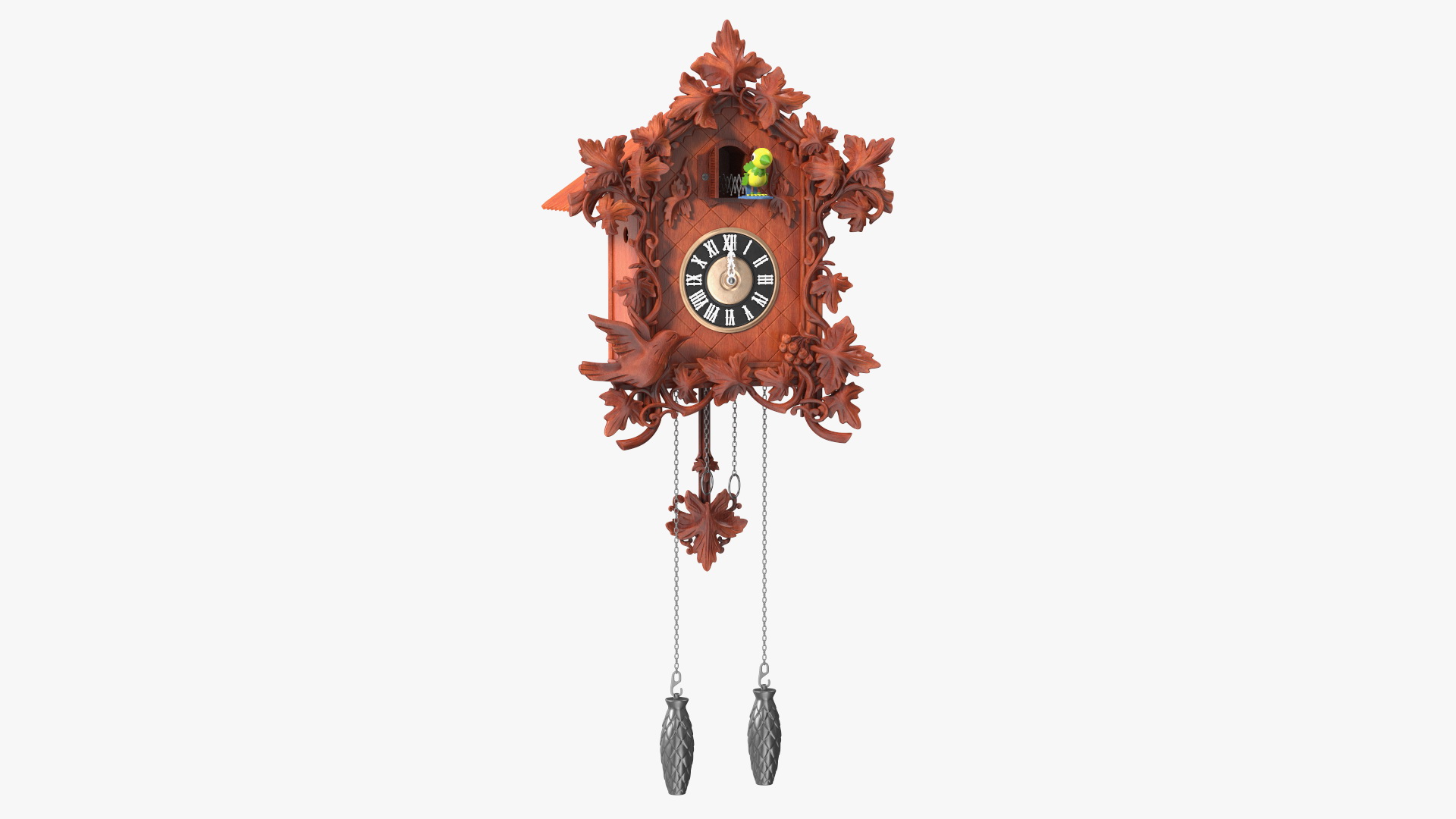 3D model Wooden Cuckoo Clock Red Rigged