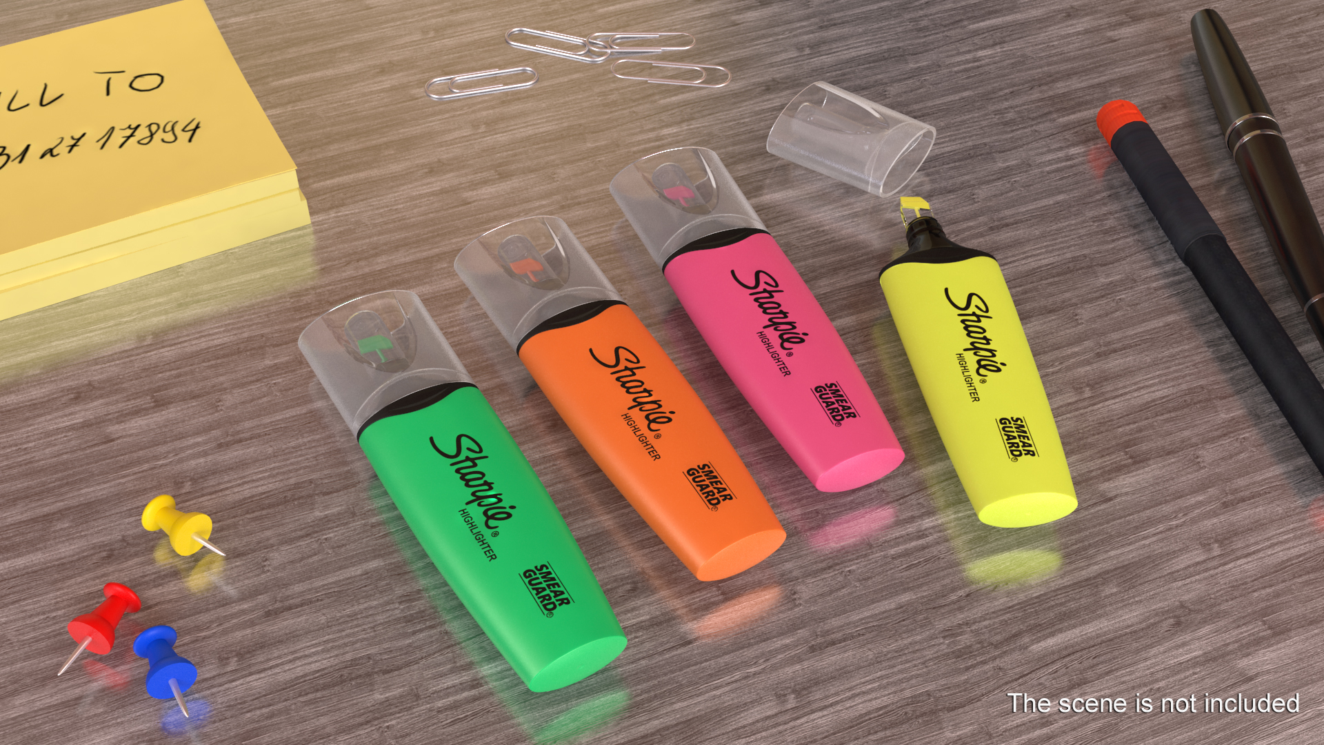 4 Sharpie Highlighter Markers 3D model